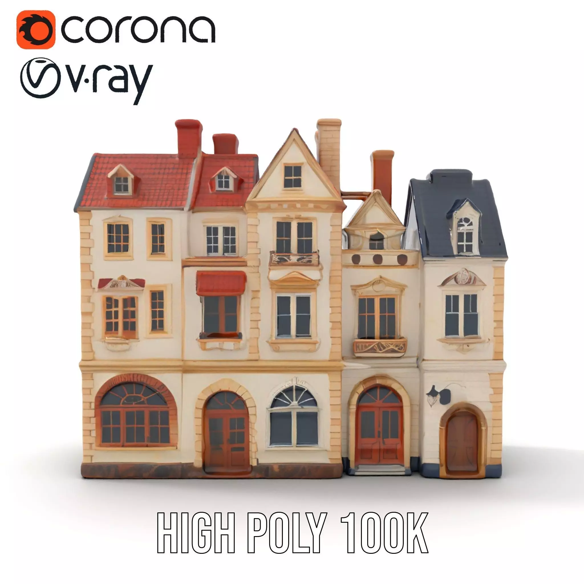 Victorian Townhouse model pack Low-poly 3D model_31