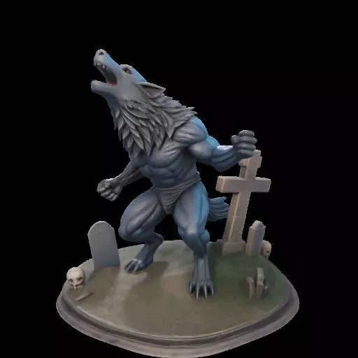 2179COLORFUL Werewolf Howling 3D Model magic 3D print model_0