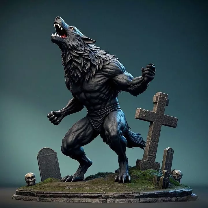 2179COLORFUL Werewolf Howling 3D Model magic 3D print model_32