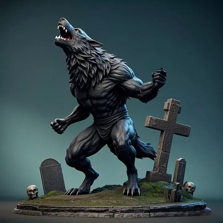 2179COLORFUL Werewolf Howling 3D Model magic 3D print model_33