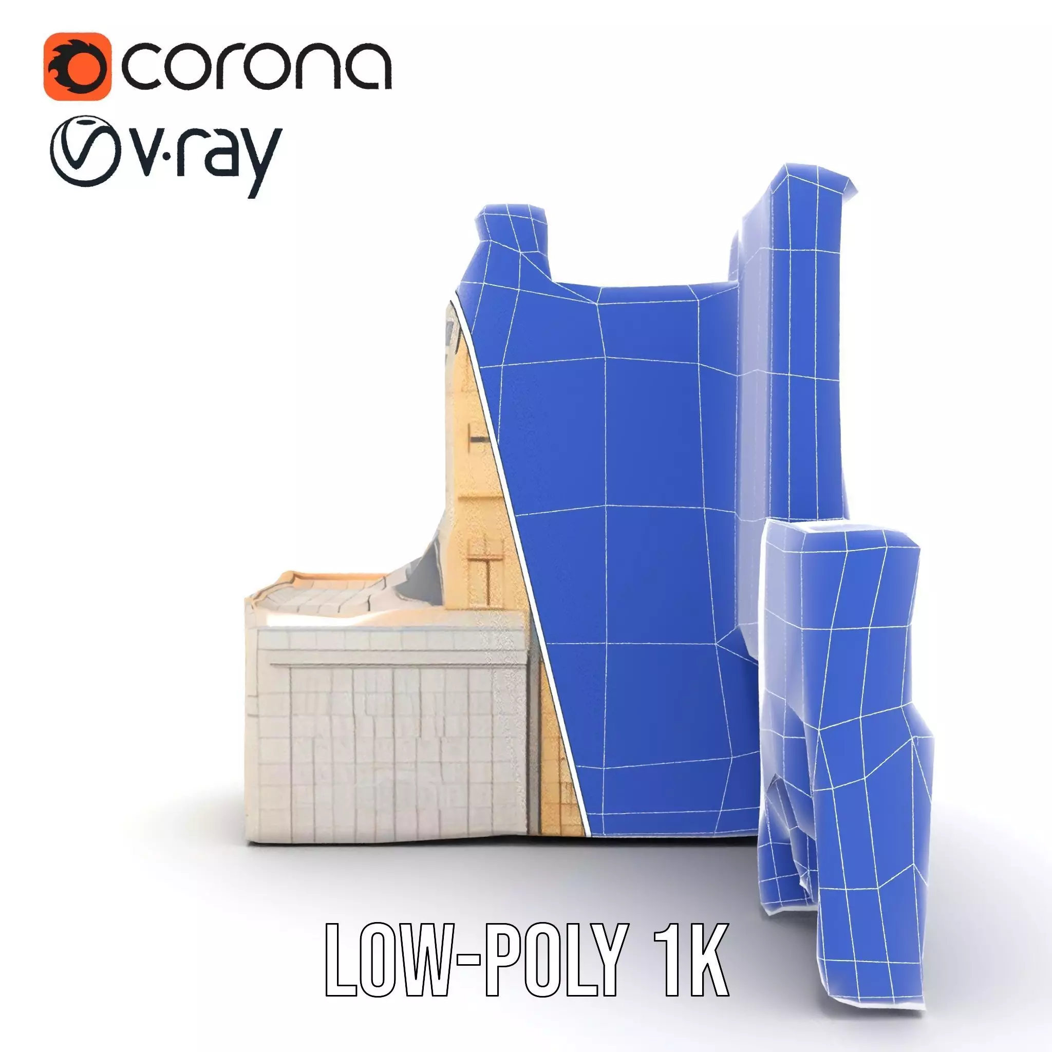 Elegant Architectural Facade model pack Low-poly 3D model_31