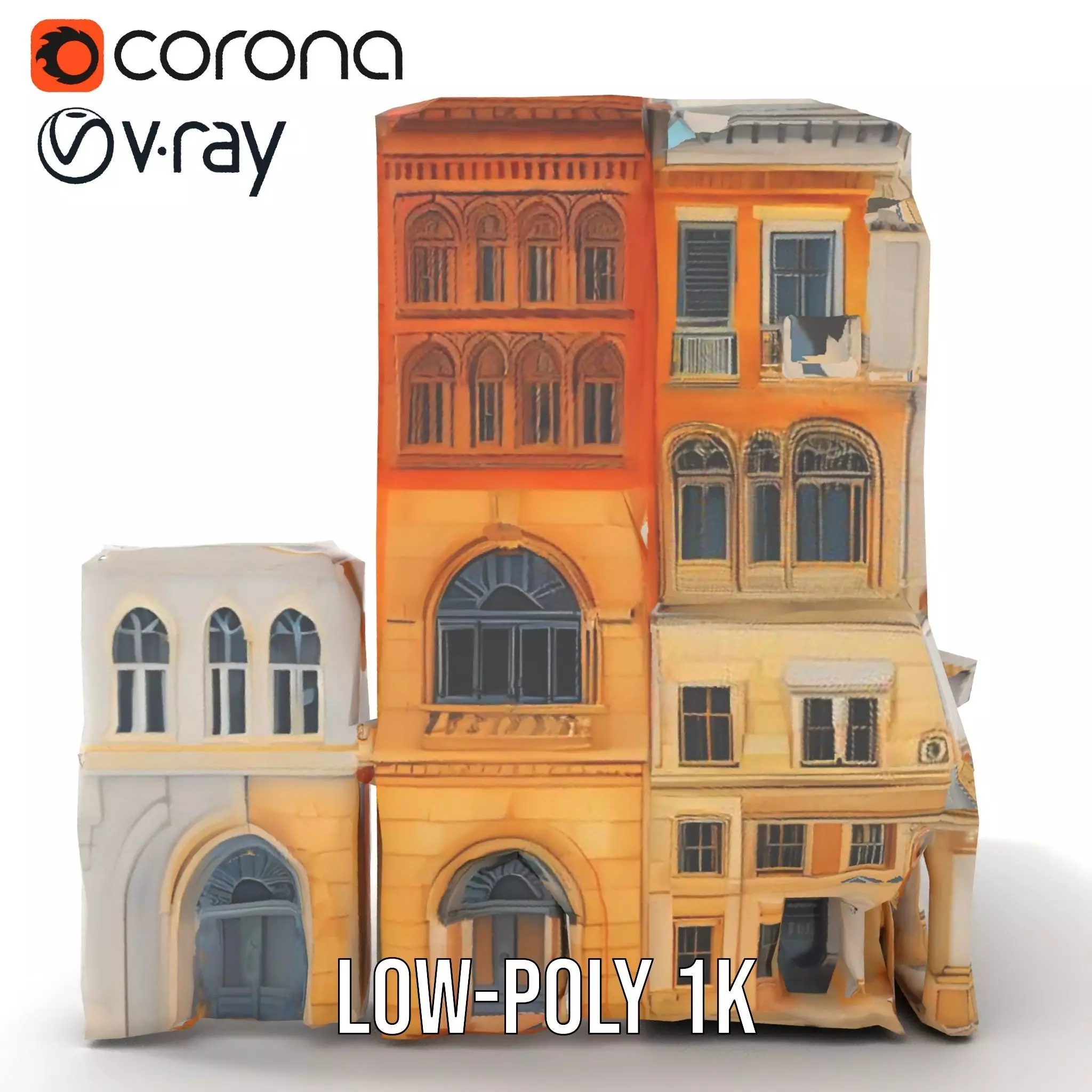 Elegant Architectural Facade model pack Low-poly 3D model_15