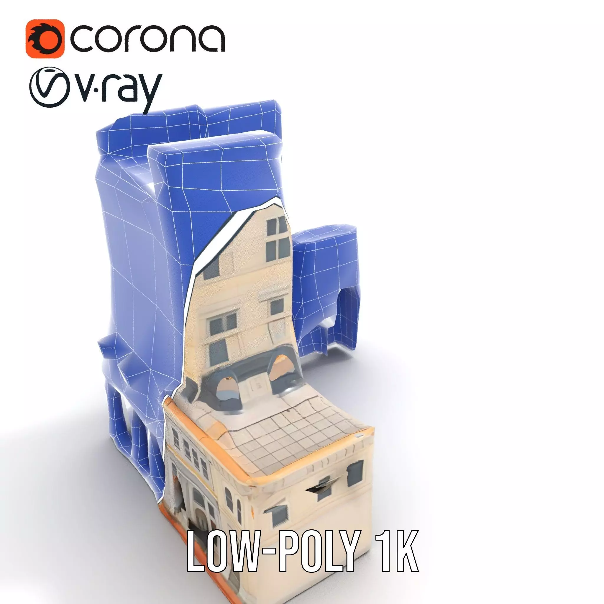 Elegant Architectural Facade model pack Low-poly 3D model_10