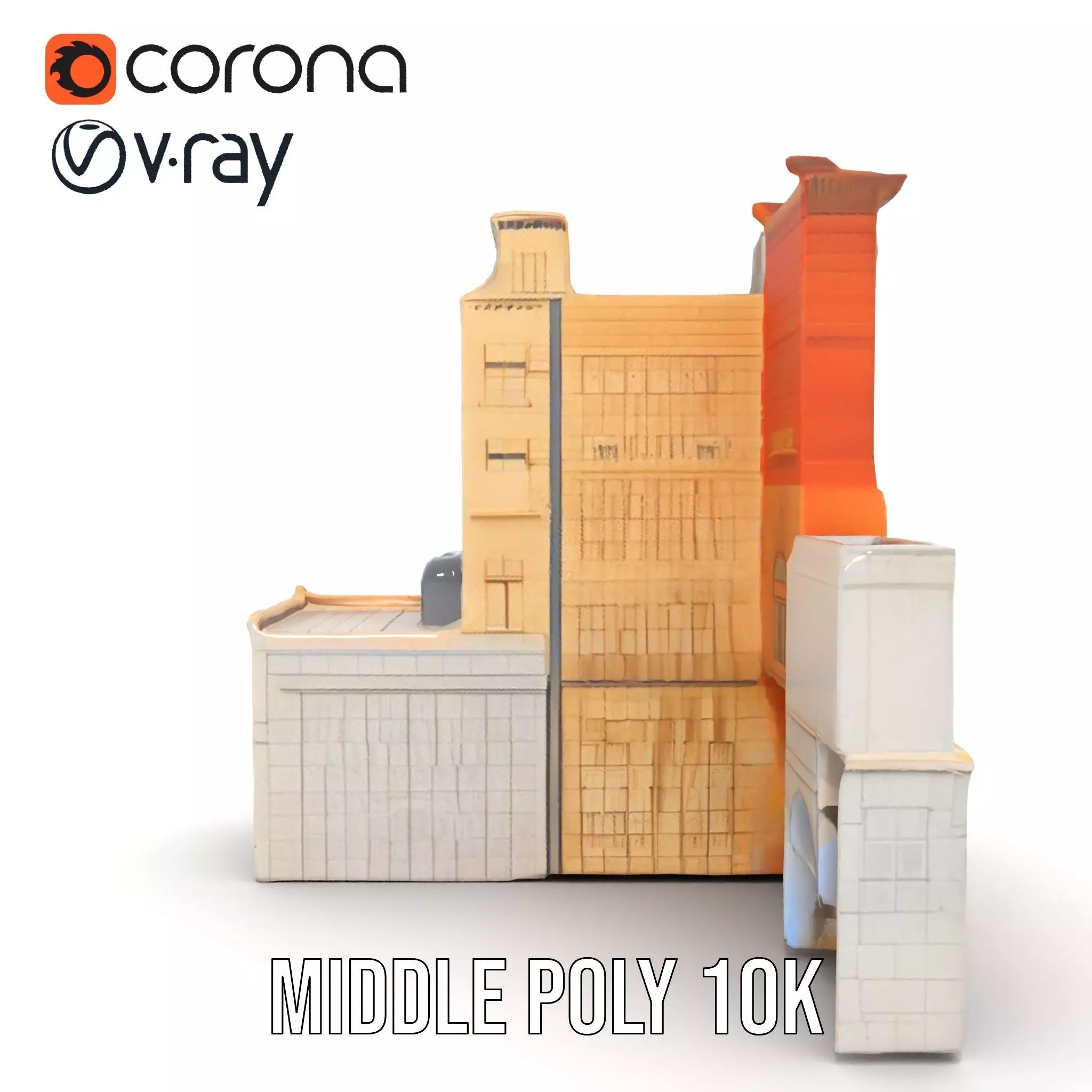 Elegant Architectural Facade model pack Low-poly 3D model_12