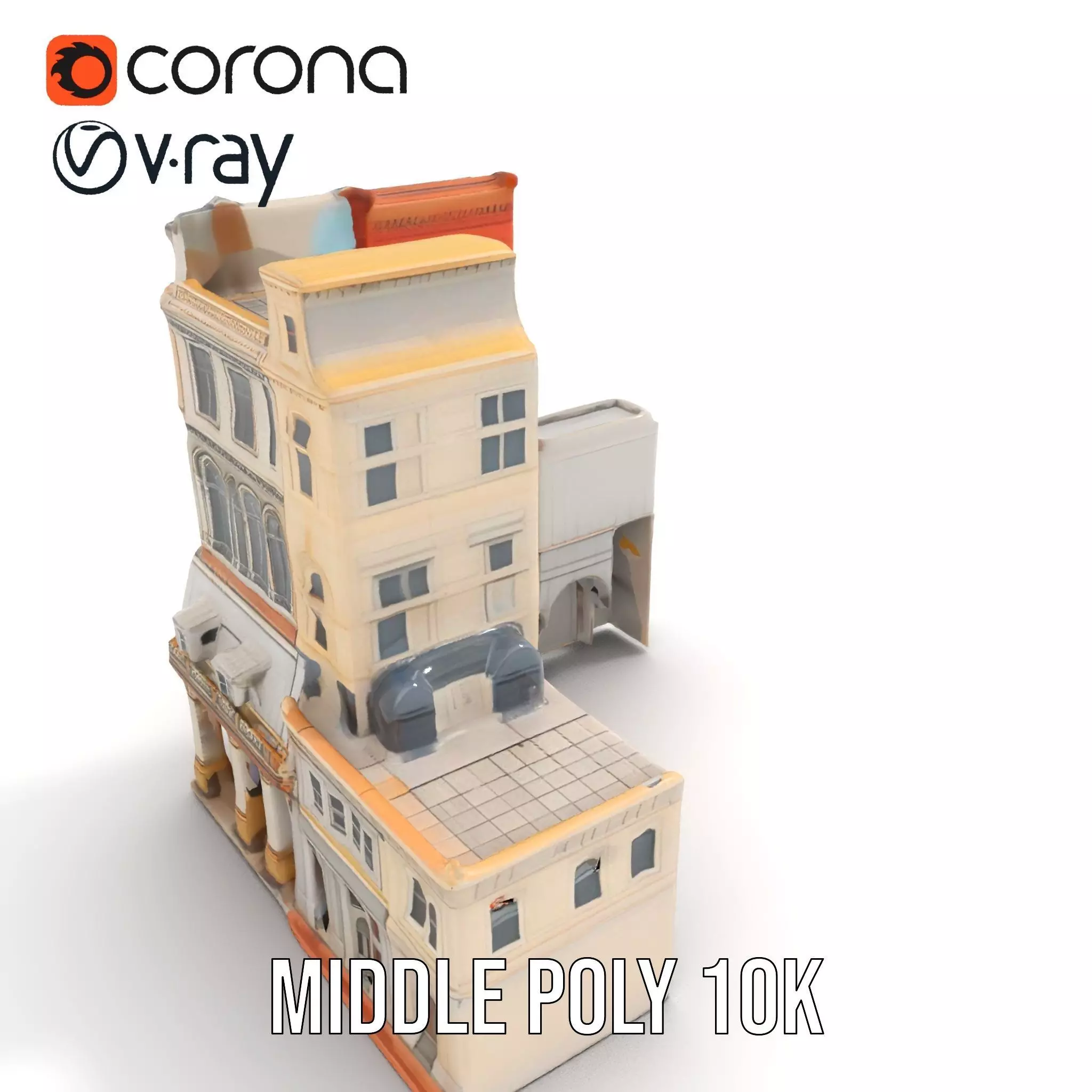 Elegant Architectural Facade model pack Low-poly 3D model_6