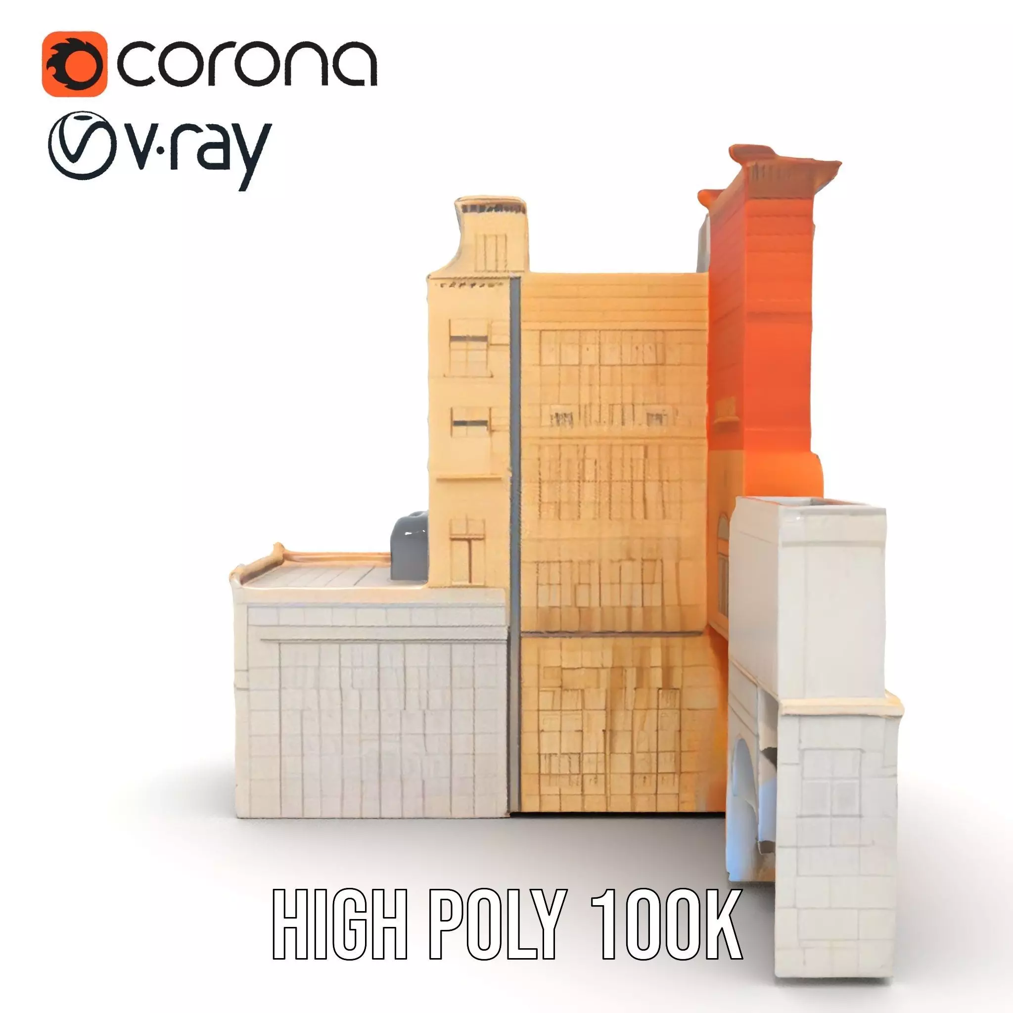 Elegant Architectural Facade model pack Low-poly 3D model_25