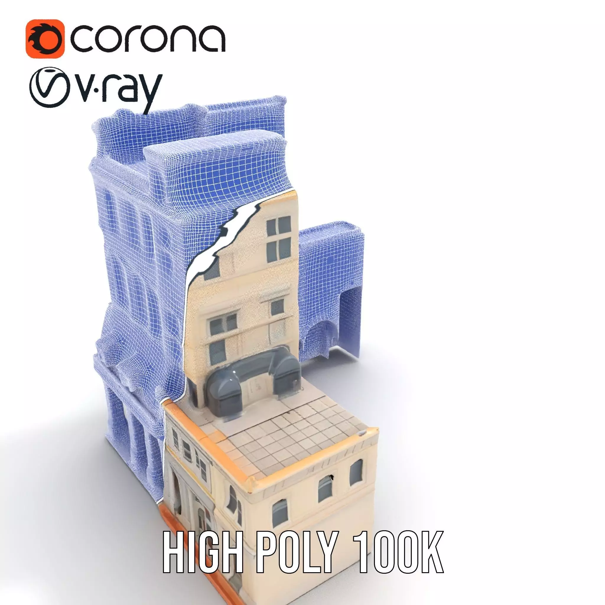 Elegant Architectural Facade model pack Low-poly 3D model_34