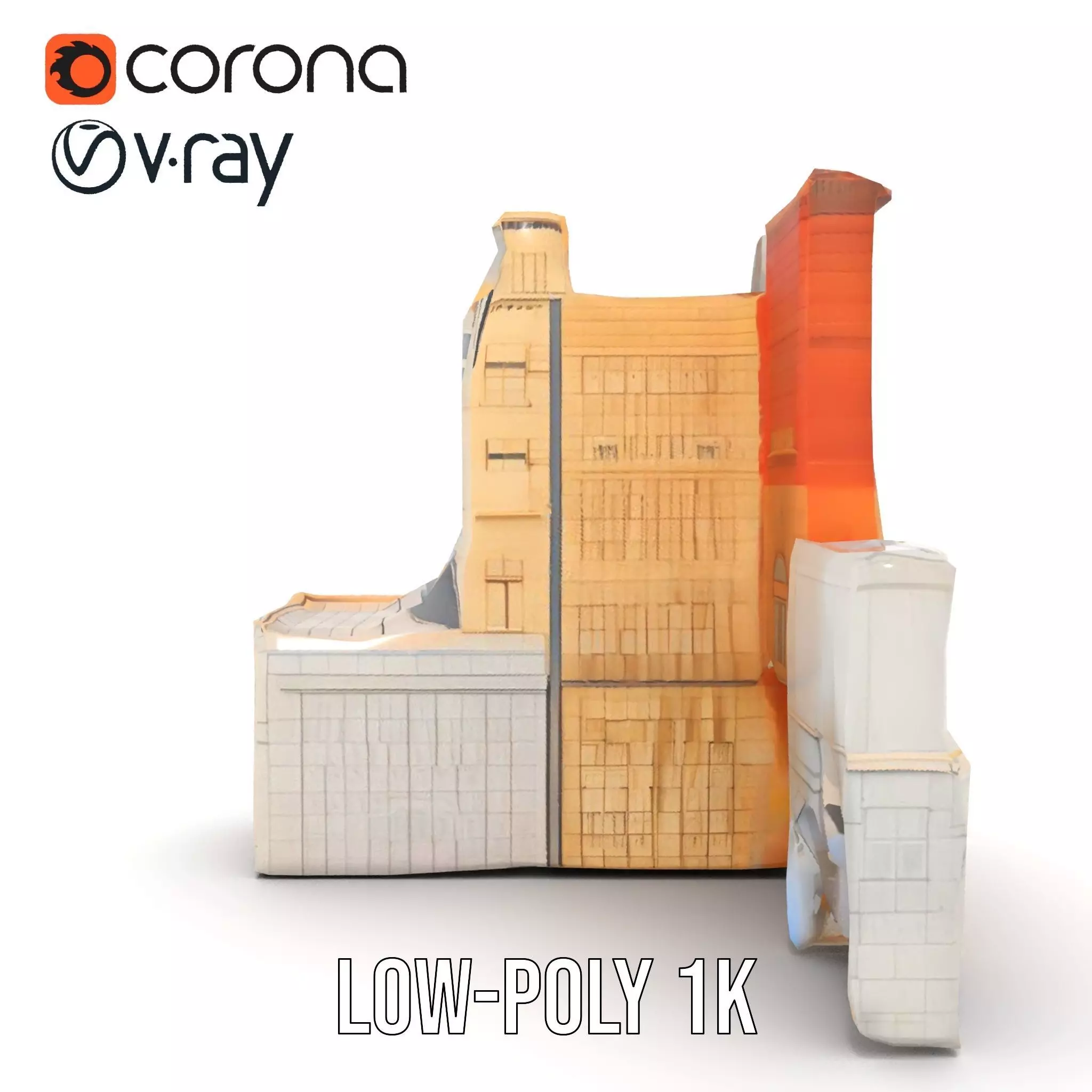 Elegant Architectural Facade model pack Low-poly 3D model_27