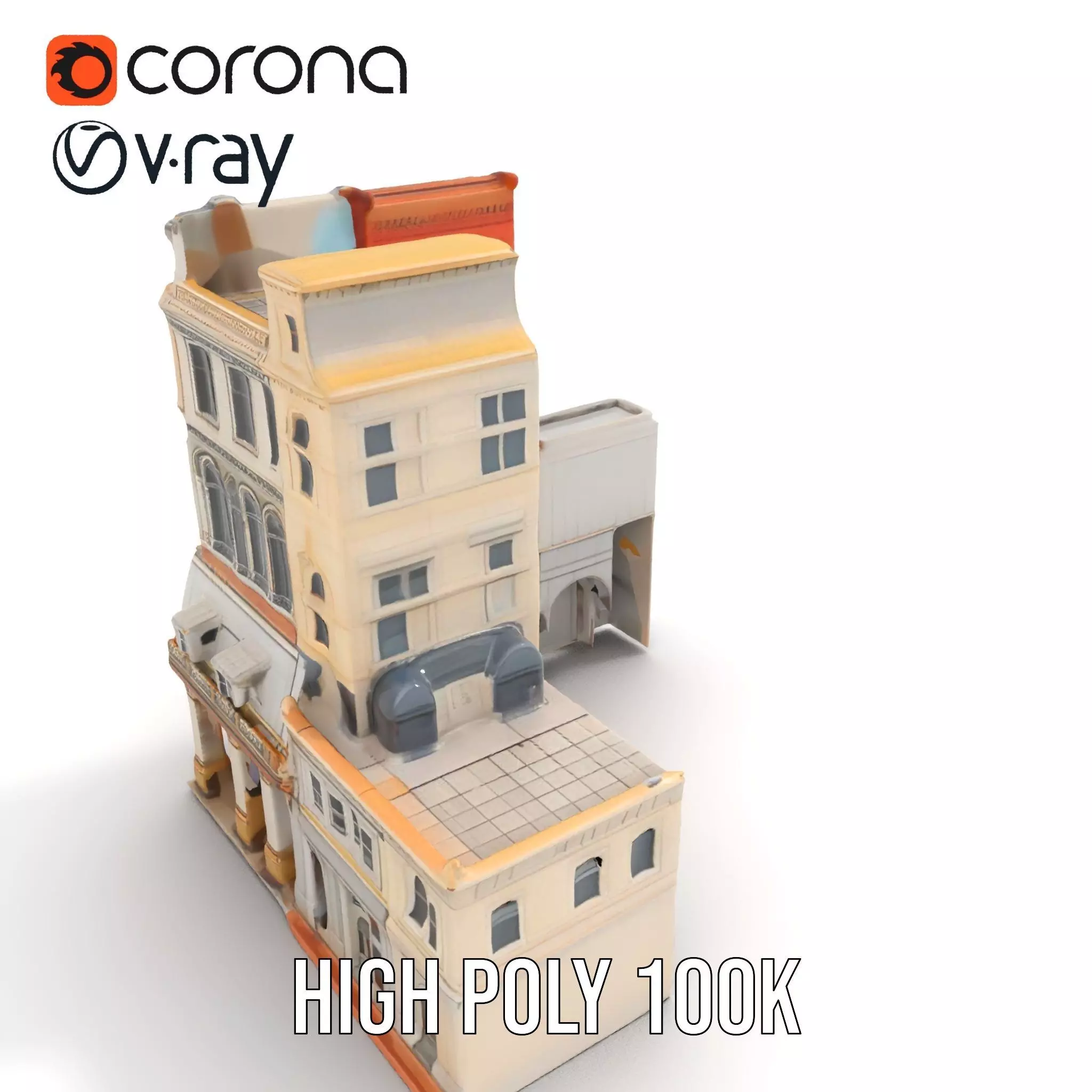 Elegant Architectural Facade model pack Low-poly 3D model_22