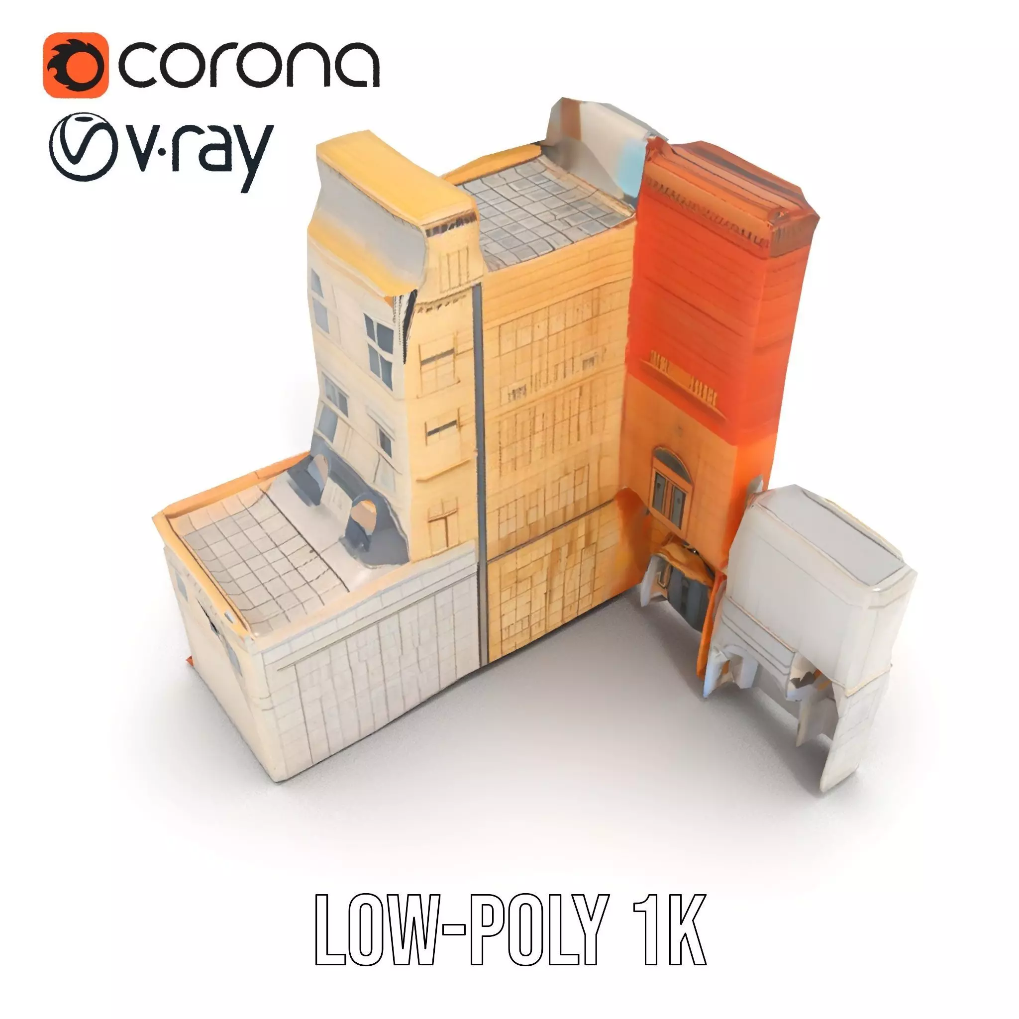 Elegant Architectural Facade model pack Low-poly 3D model_13