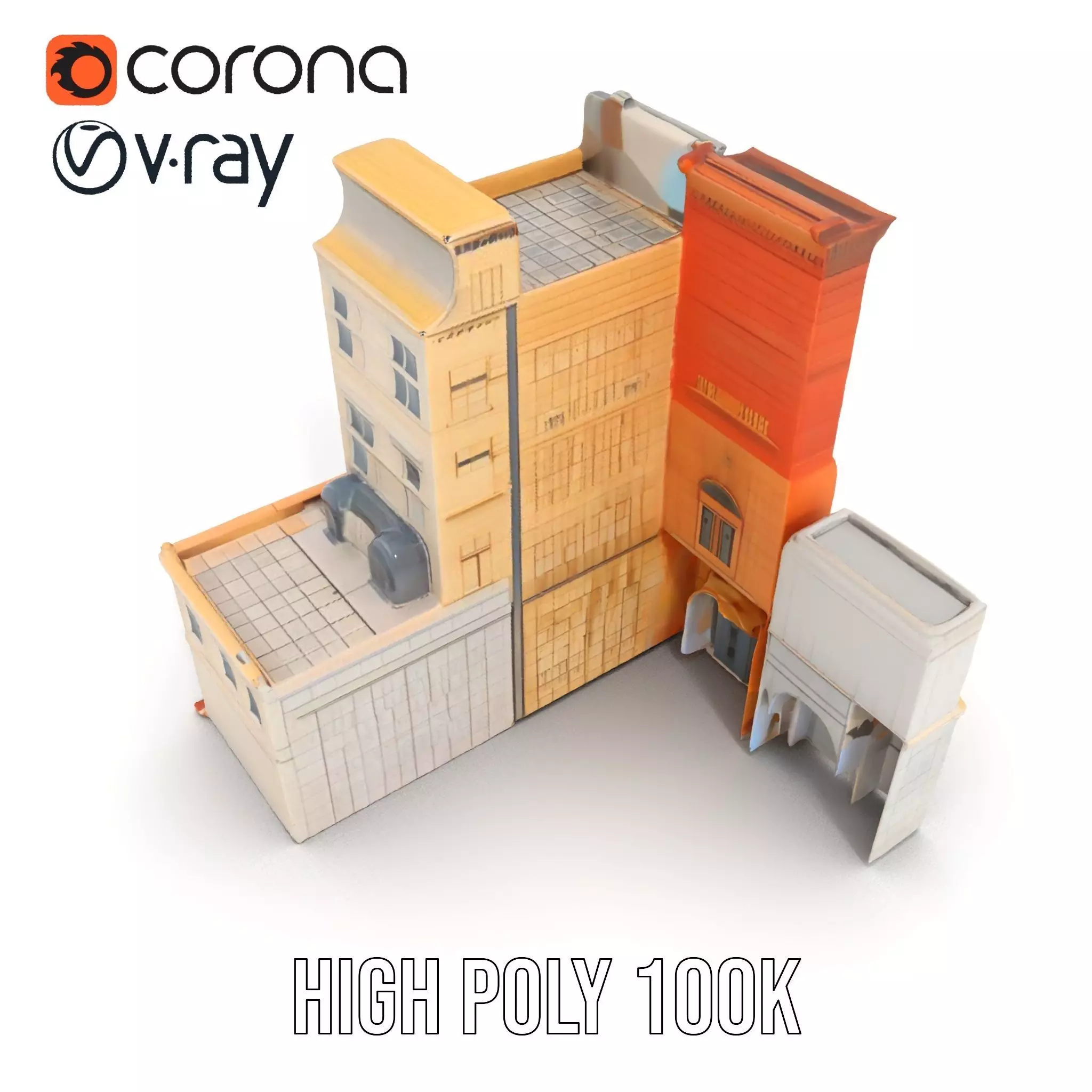 Elegant Architectural Facade model pack Low-poly 3D model_19