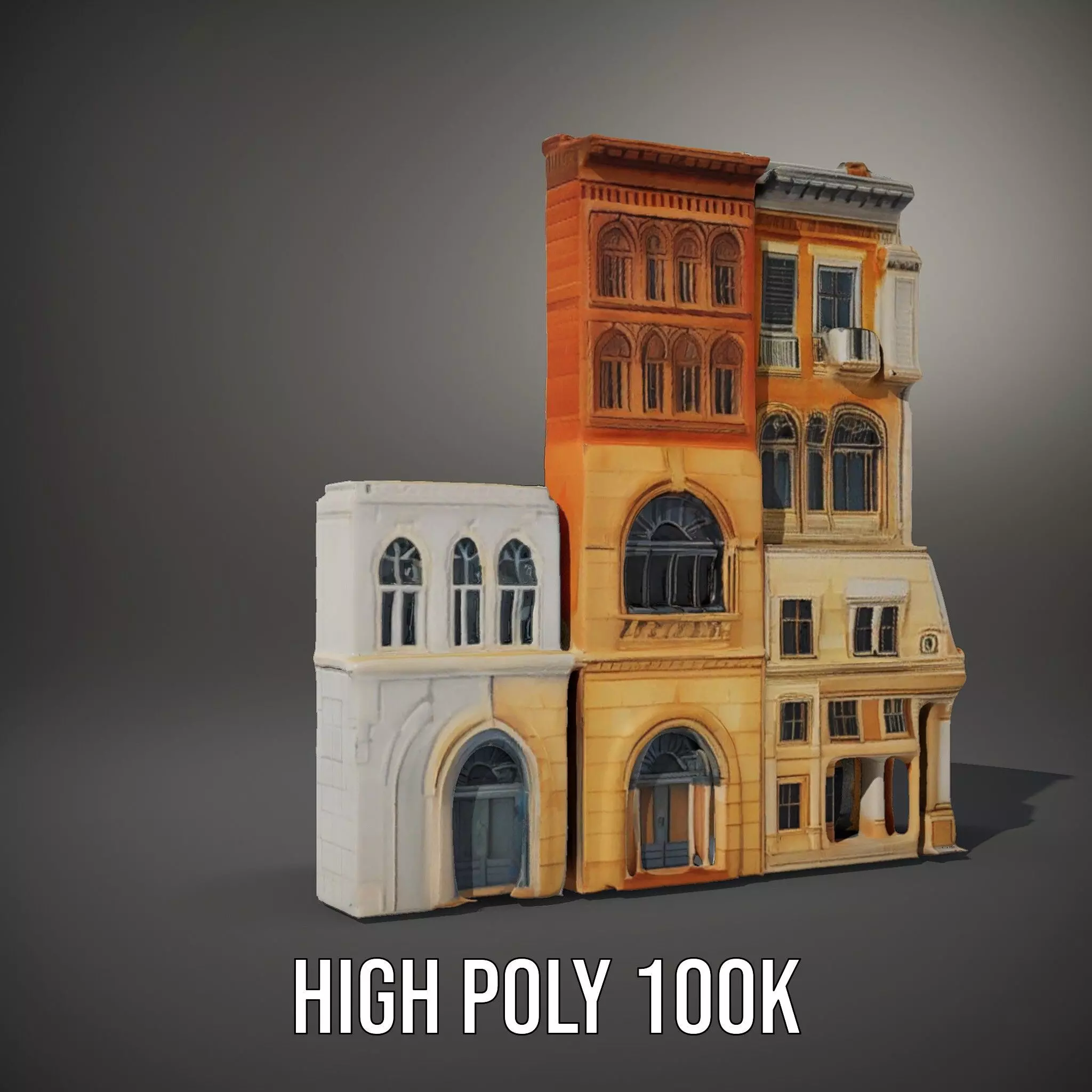 Elegant Architectural Facade model pack Low-poly 3D model_9