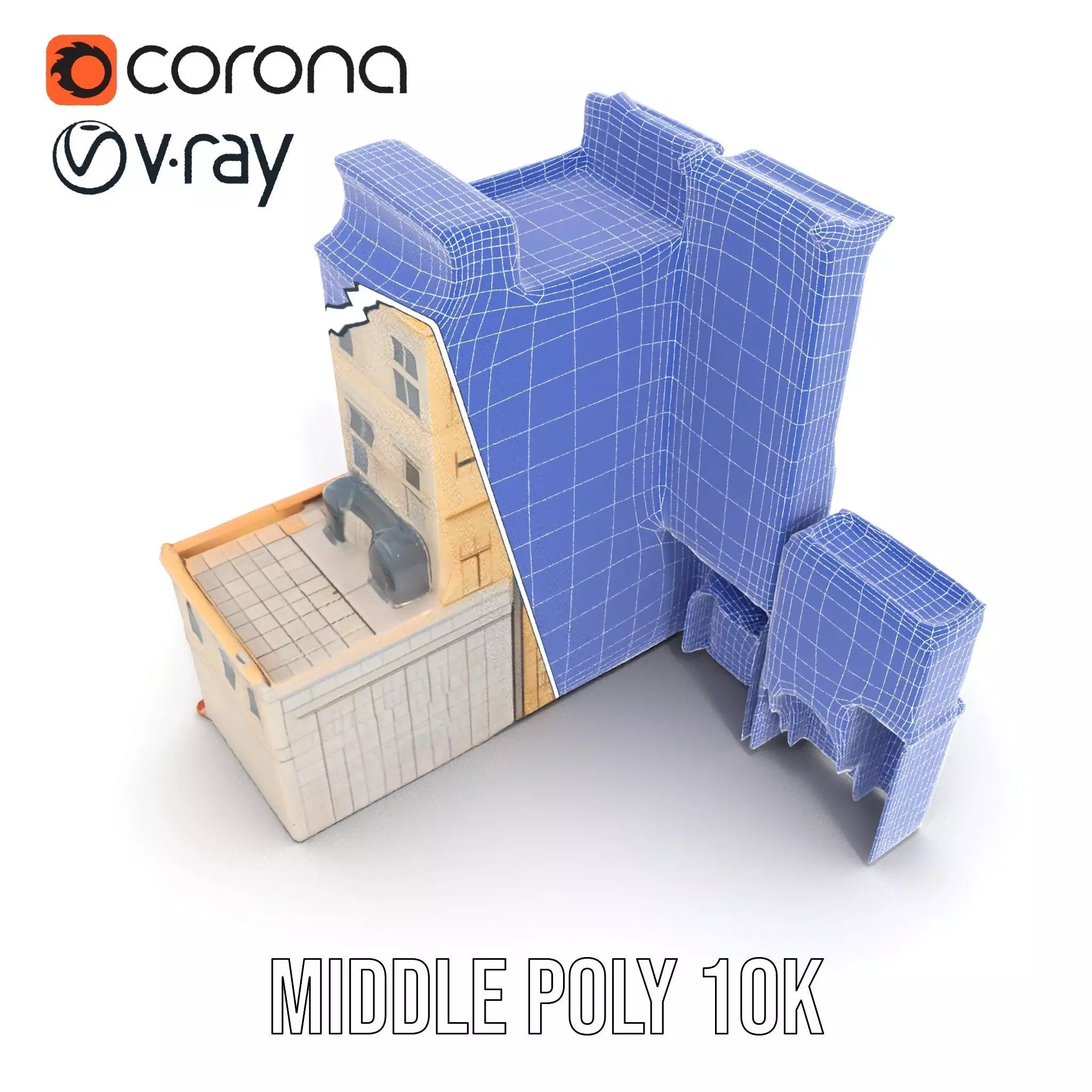 Elegant Architectural Facade model pack Low-poly 3D model_26