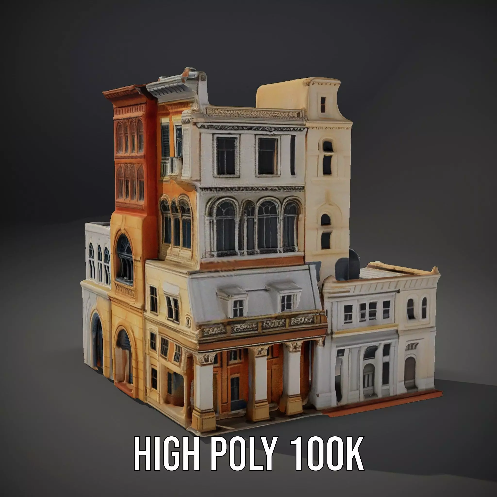 Elegant Architectural Facade model pack Low-poly 3D model_11