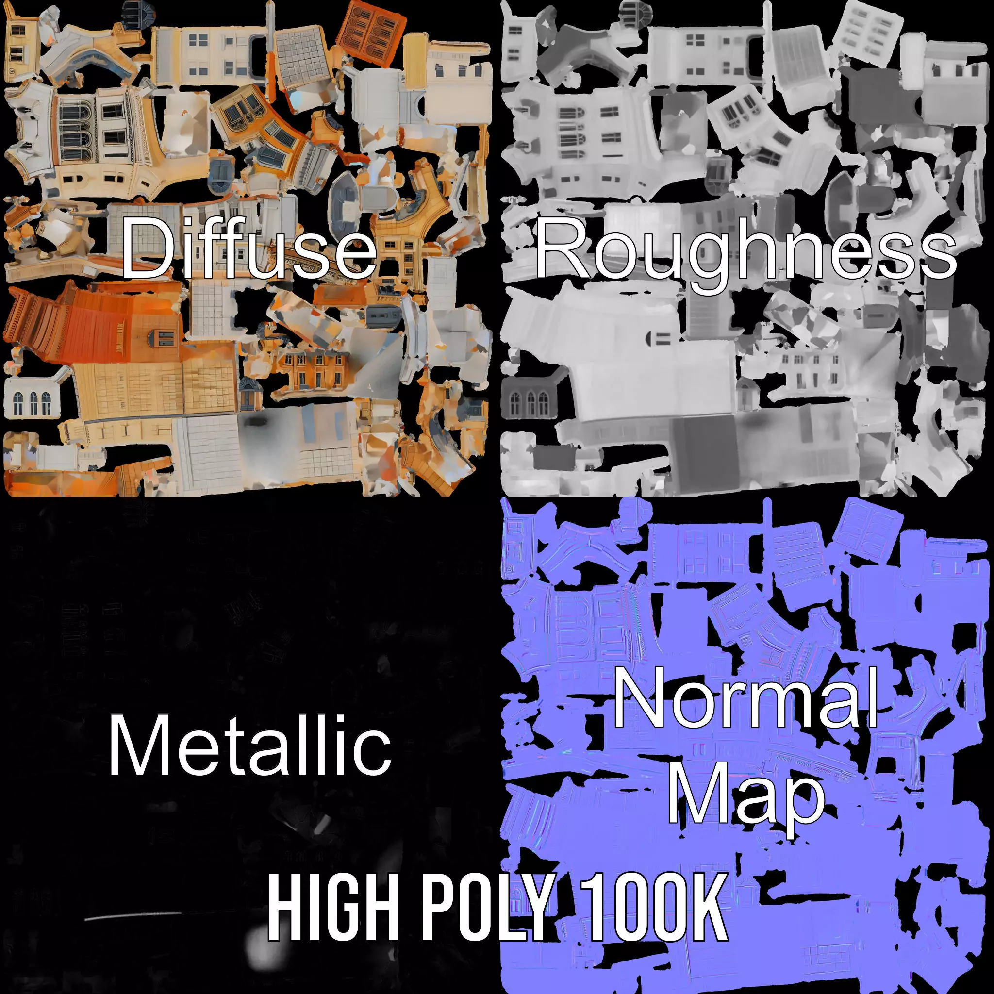 Elegant Architectural Facade model pack Low-poly 3D model_4