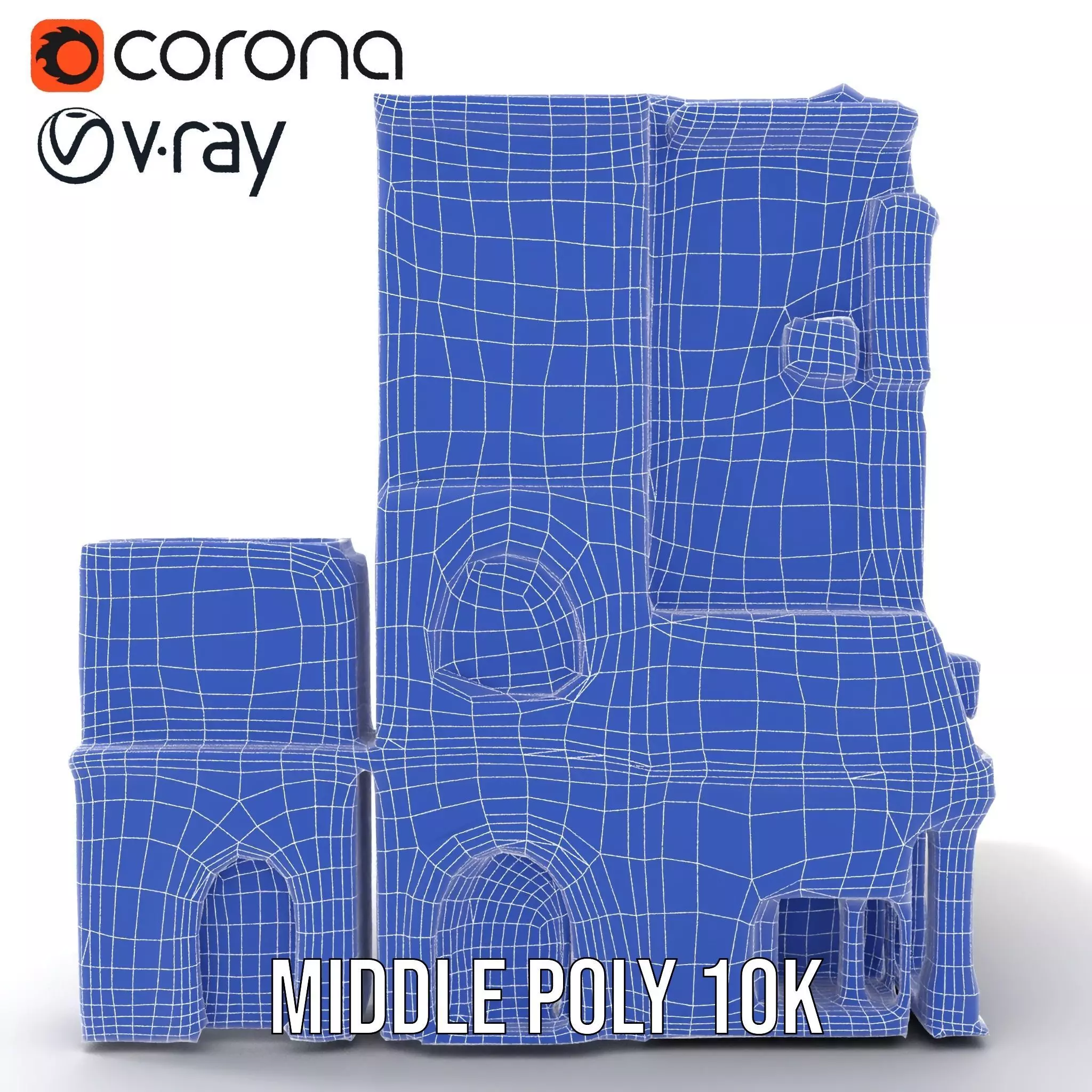 Elegant Architectural Facade model pack Low-poly 3D model_30