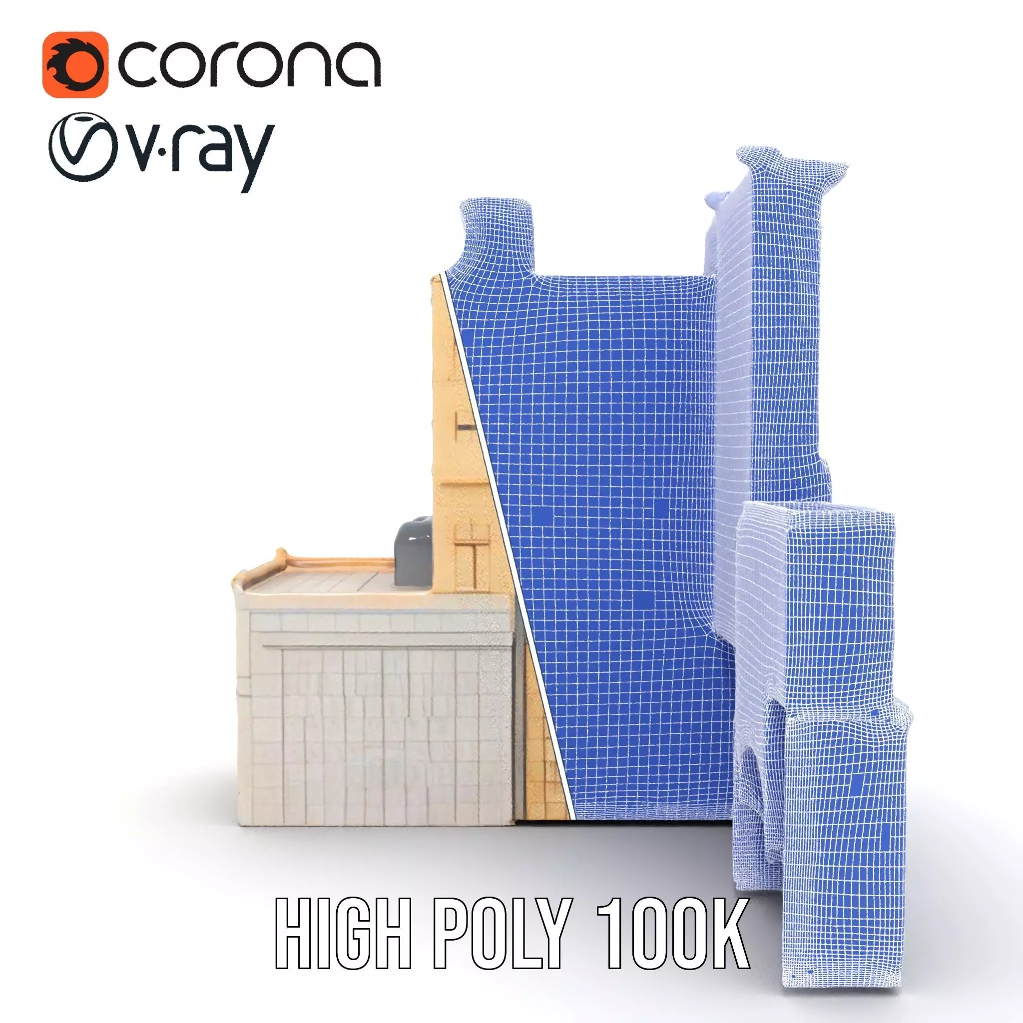 Elegant Architectural Facade model pack Low-poly 3D model_35