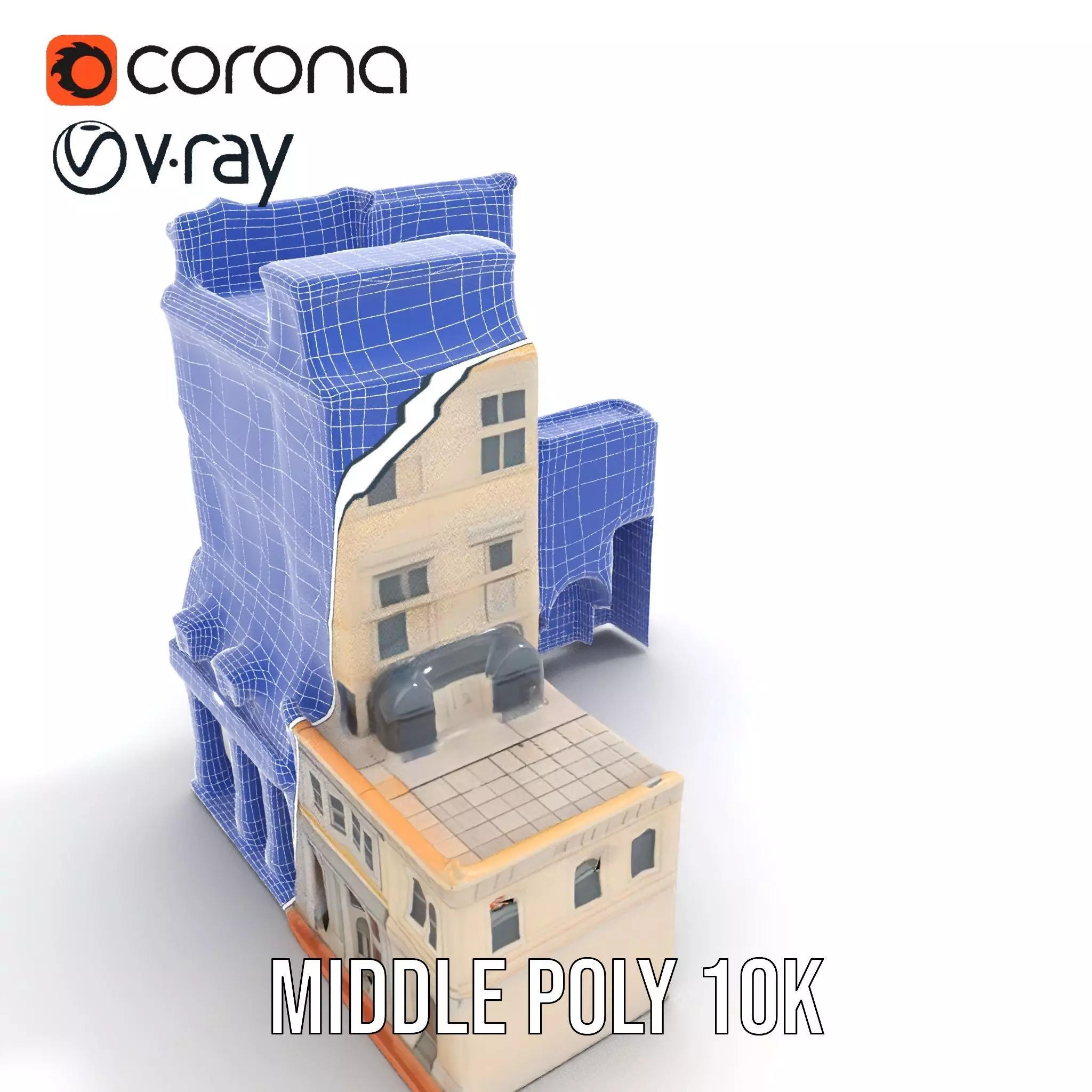 Elegant Architectural Facade model pack Low-poly 3D model_28