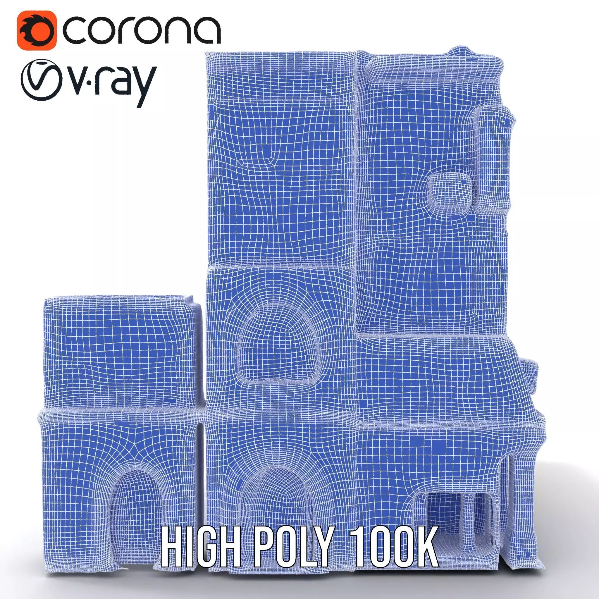 Elegant Architectural Facade model pack Low-poly 3D model_32