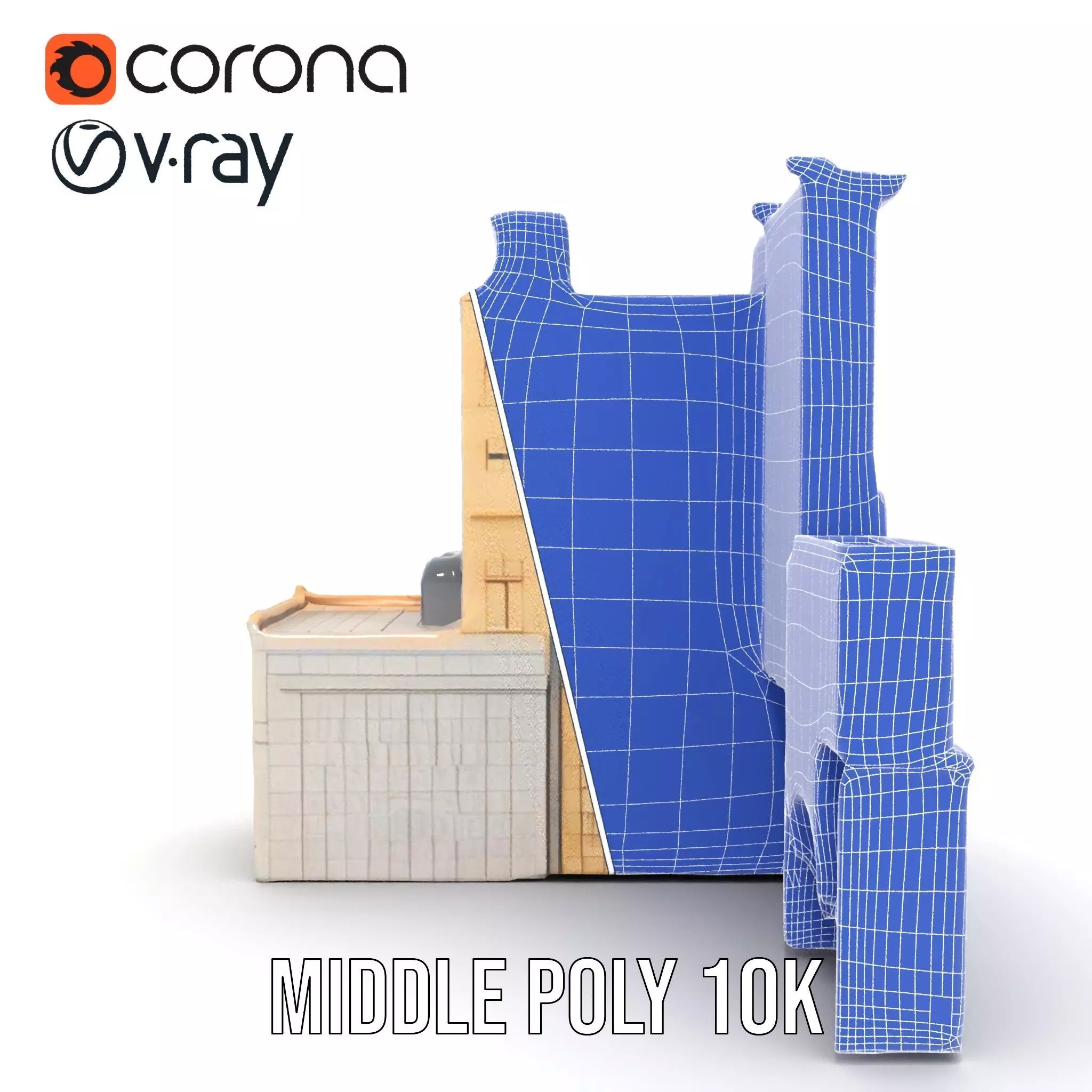 Elegant Architectural Facade model pack Low-poly 3D model_23