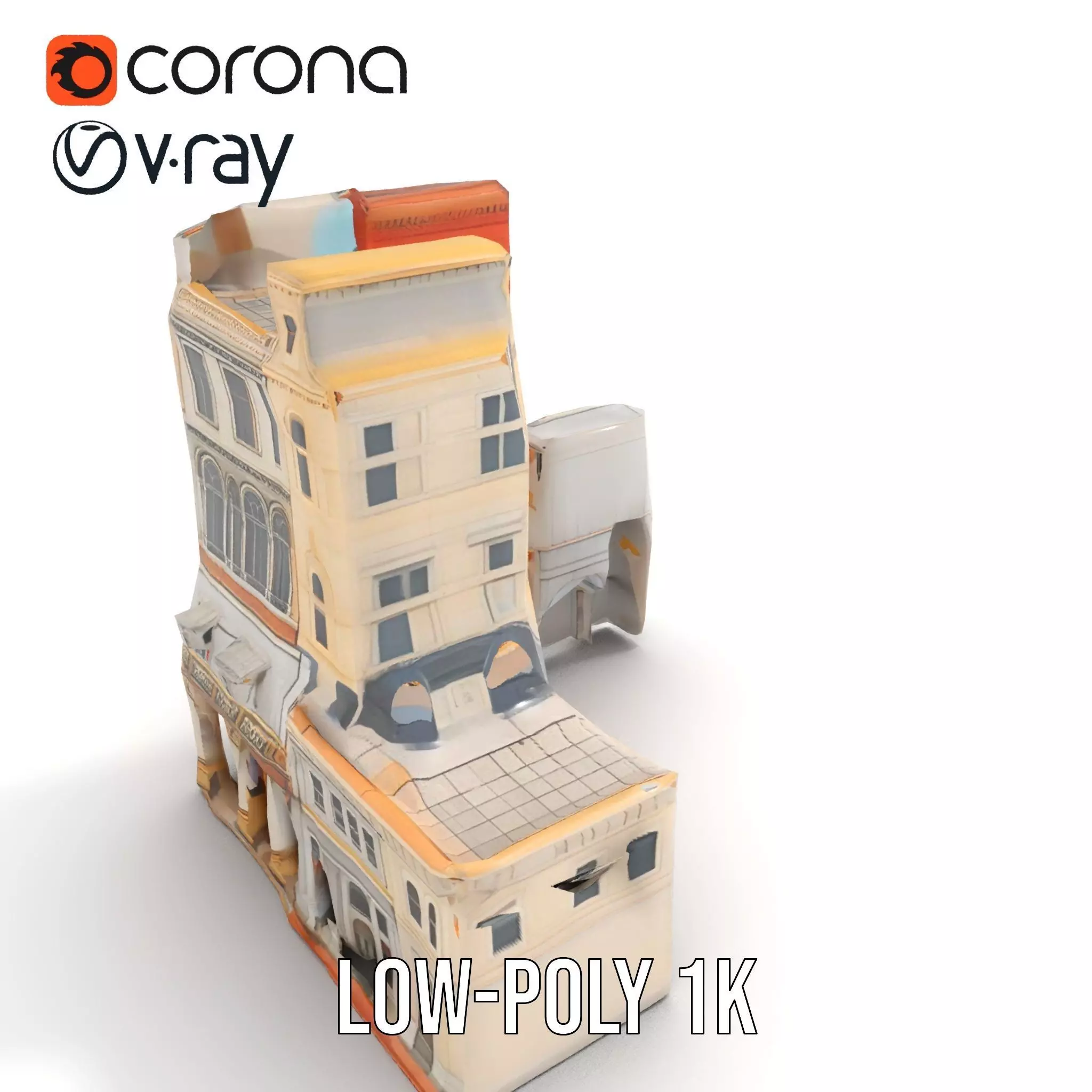 Elegant Architectural Facade model pack Low-poly 3D model_8