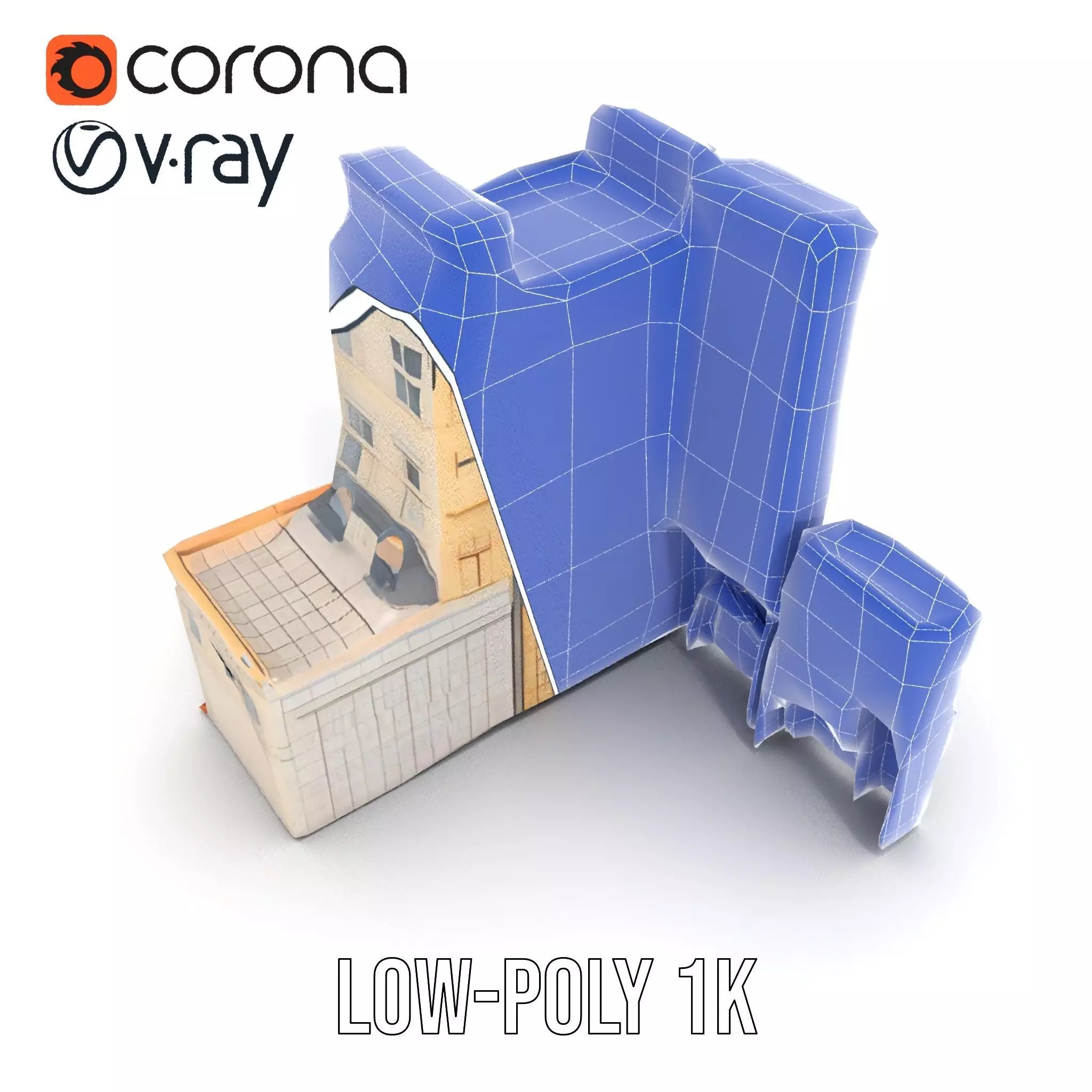 Elegant Architectural Facade model pack Low-poly 3D model_18