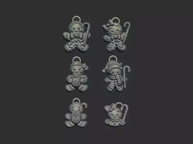 christmas cookie boy  keychain  decor 3D print model