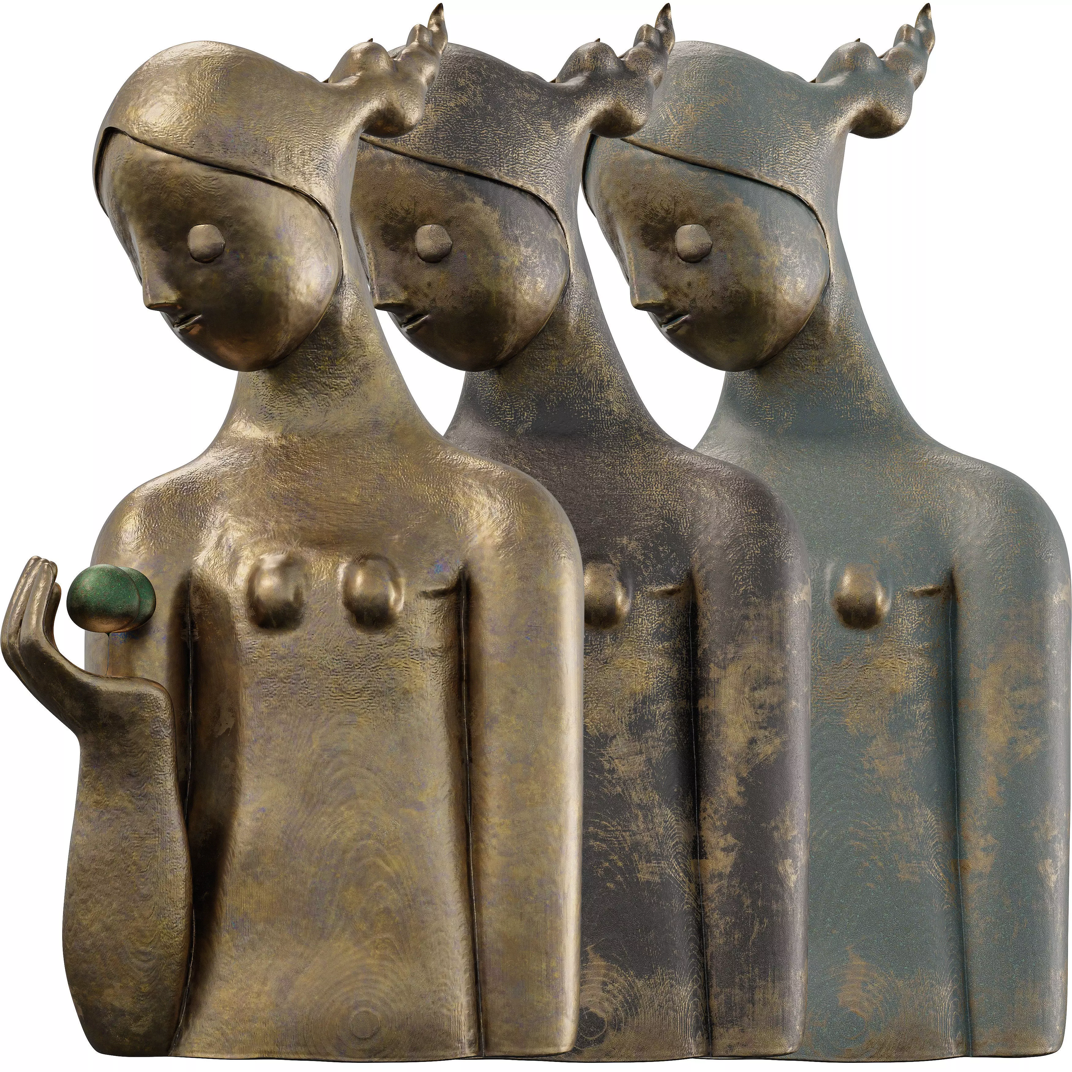 Antique Serene Offering Sculpture Low-poly 3D model_6