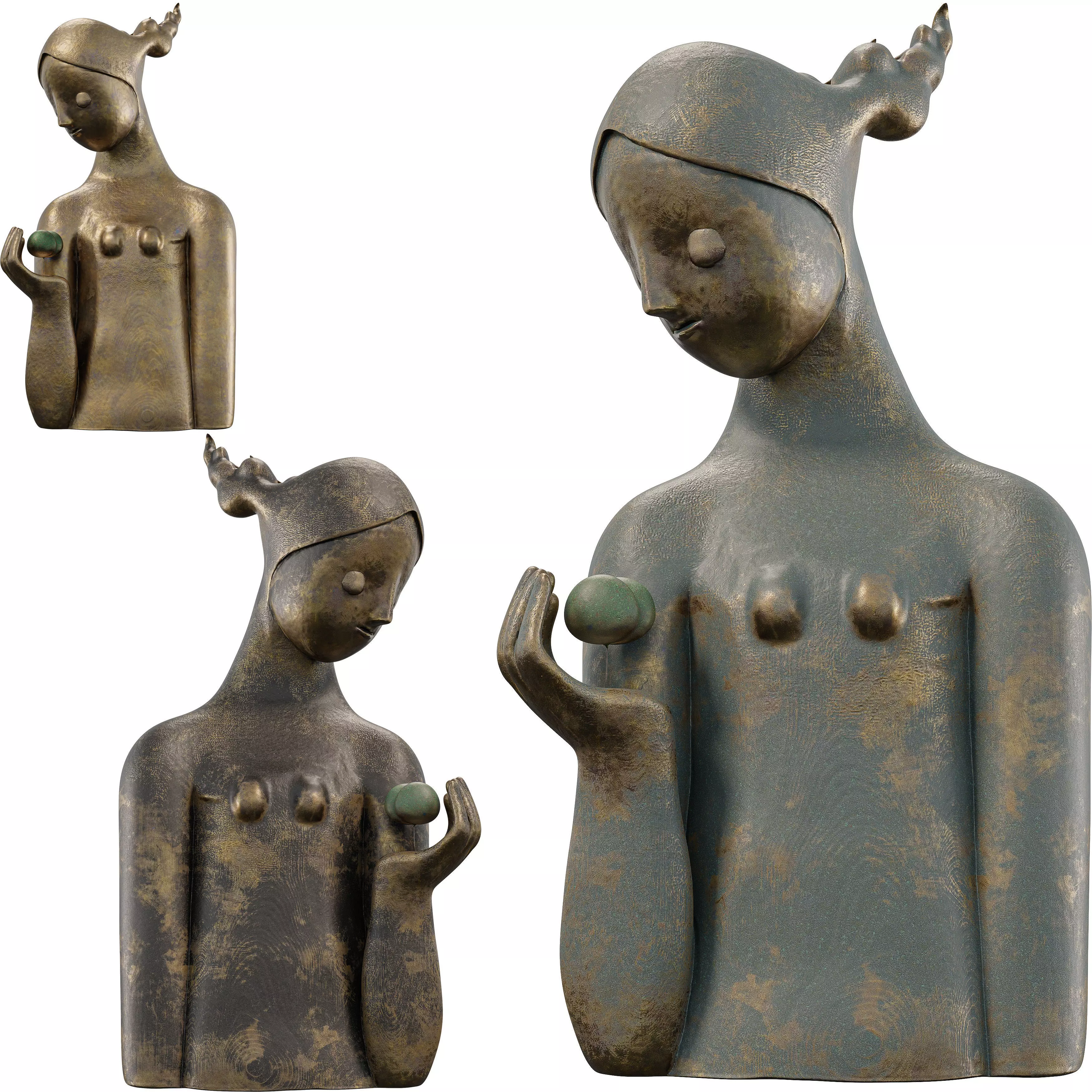 Antique Serene Offering Sculpture Low-poly 3D model_3