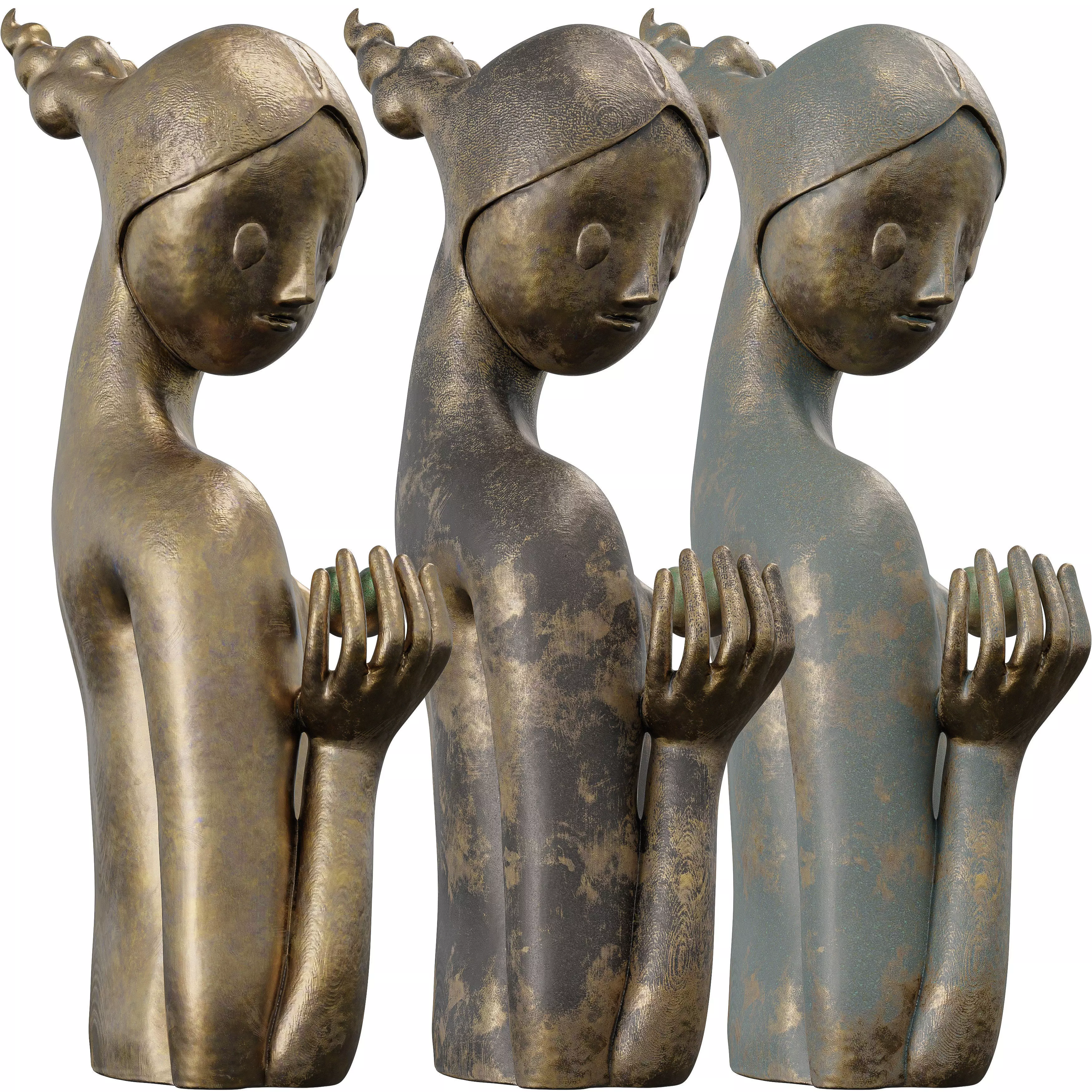 Antique Serene Offering Sculpture Low-poly 3D model_2