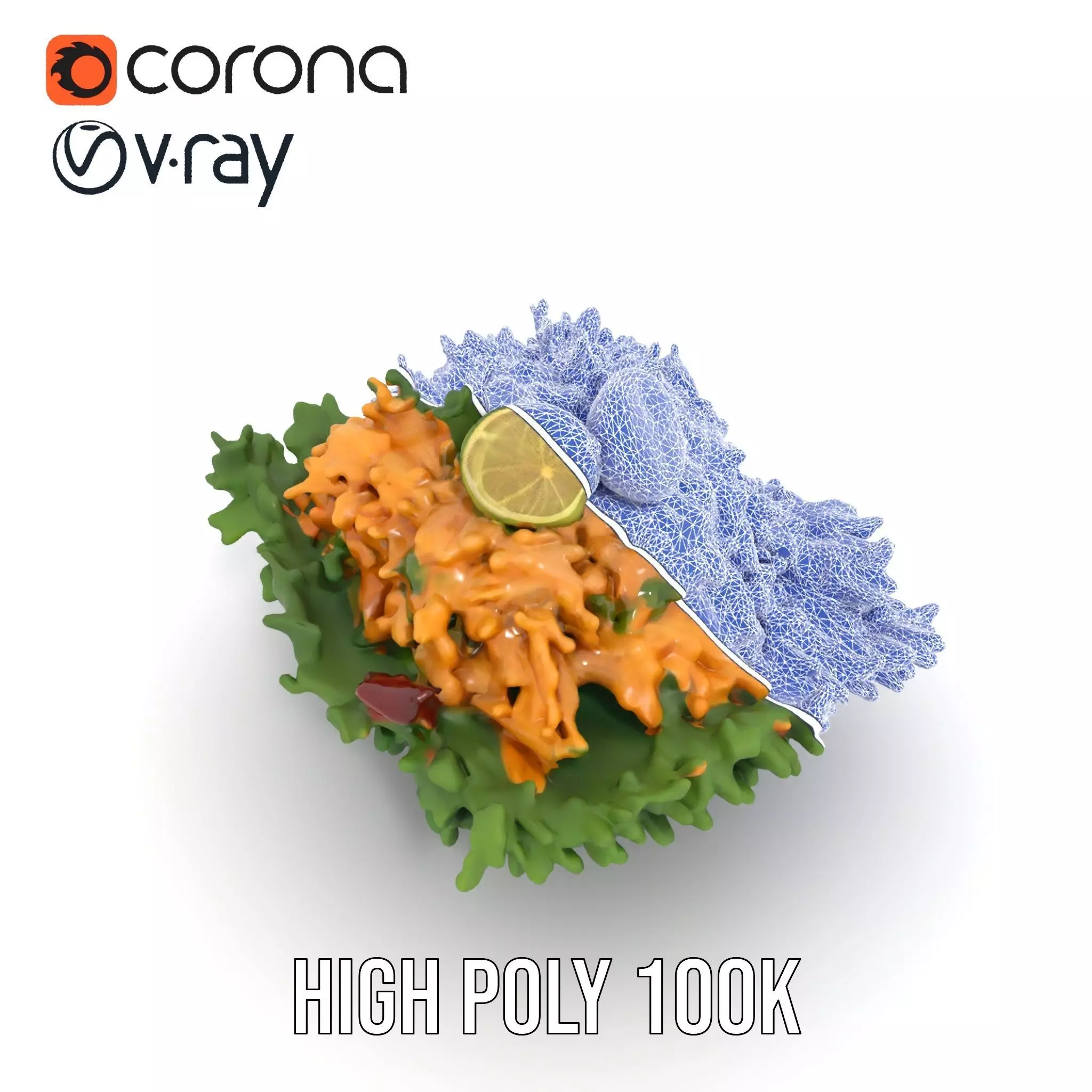 Fresh Chicken Salad model pack Low-poly 3D model_13