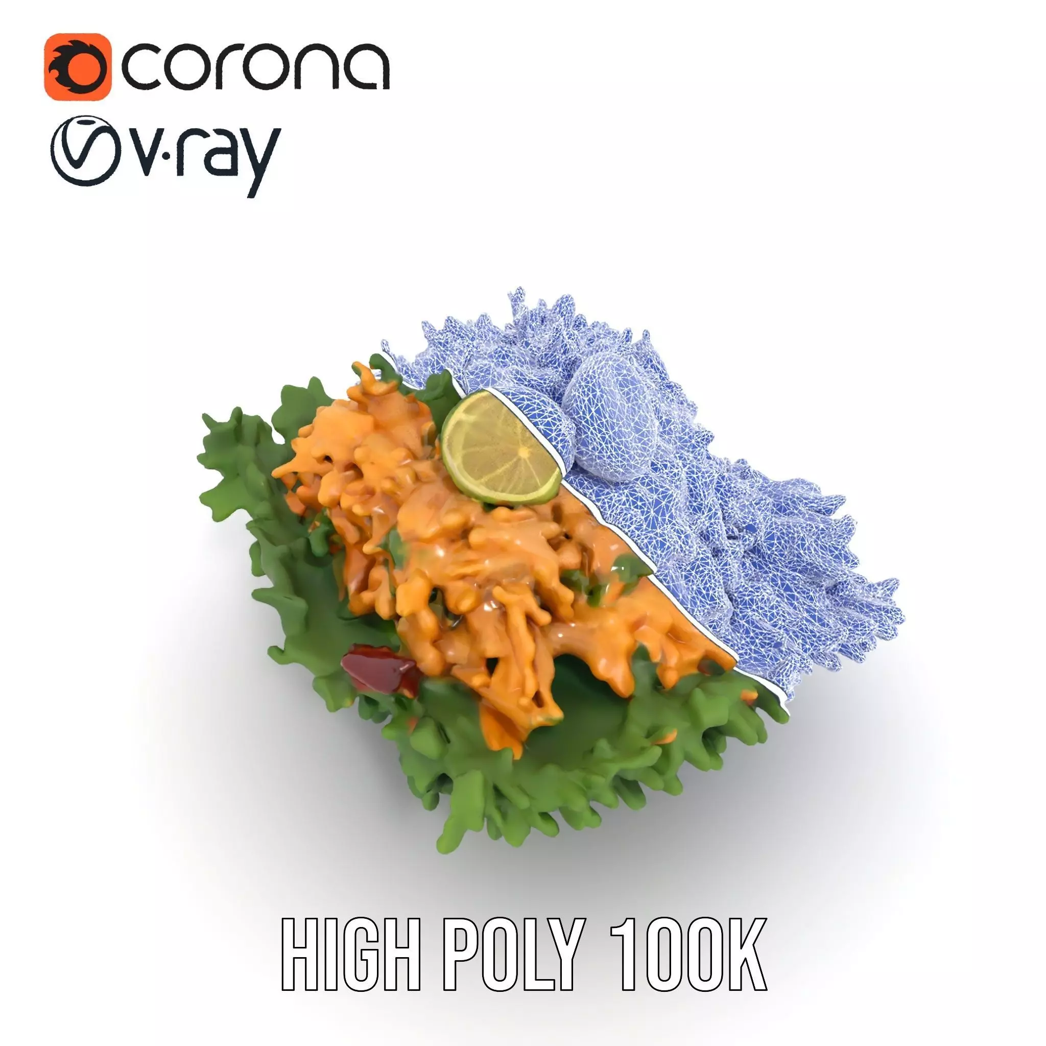 Fresh Chicken Salad model pack Low-poly 3D model_22