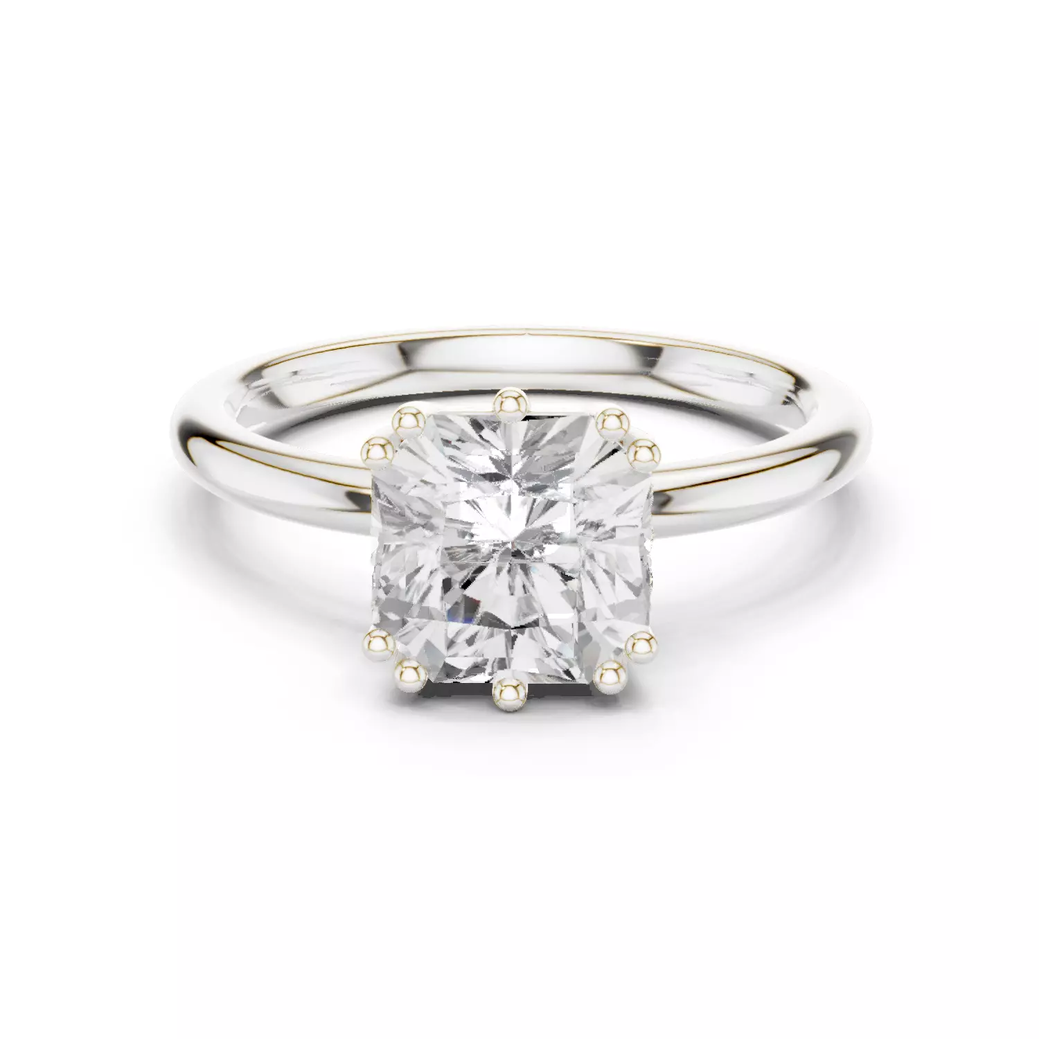 2CT Asscher Cut Diamond Hidden Halo Wedding Ring 3DM STL Video 3D print model_14