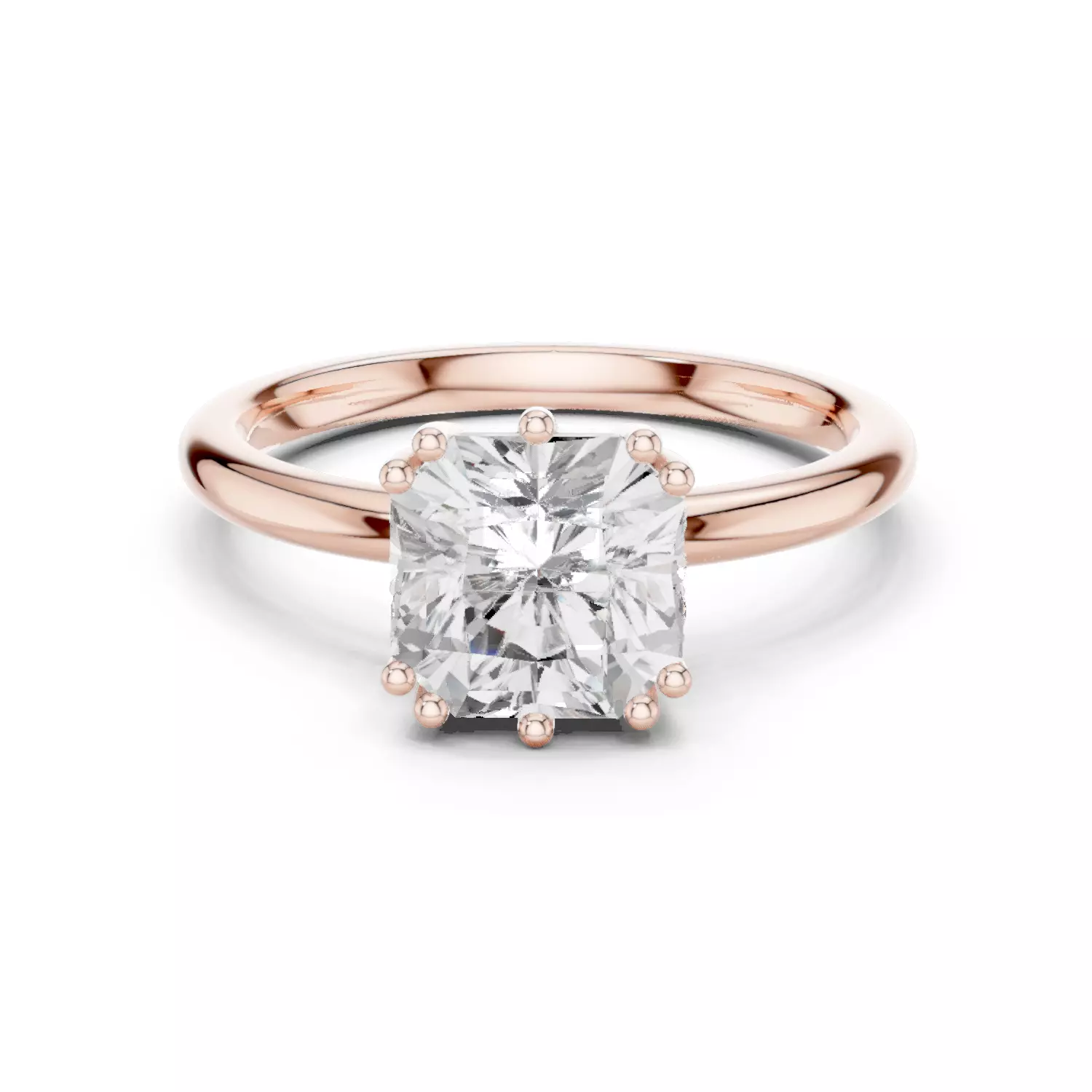 2CT Asscher Cut Diamond Hidden Halo Wedding Ring 3DM STL Video 3D print model_12