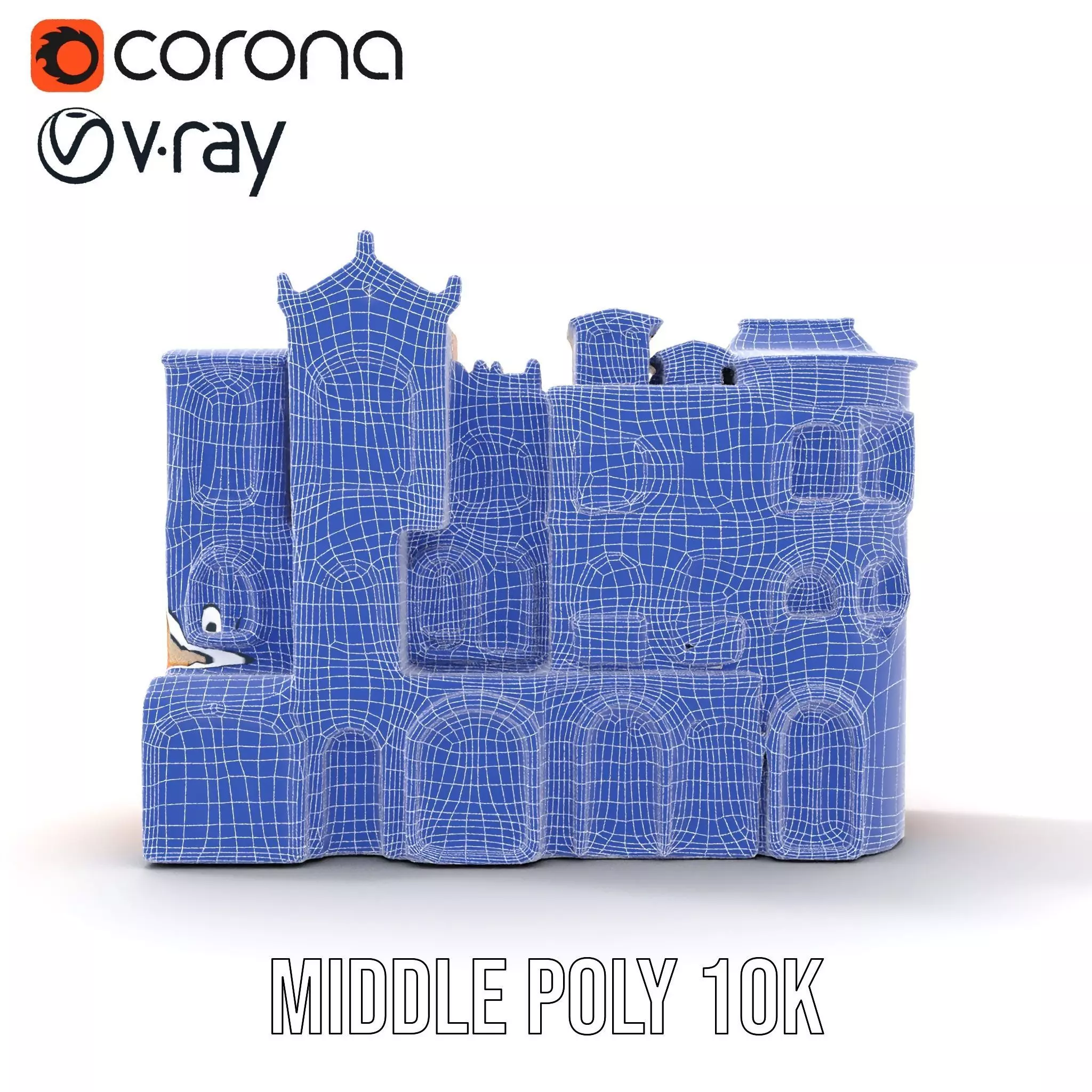 Vintage Townhouse Facade model pack Low-poly 3D model_16