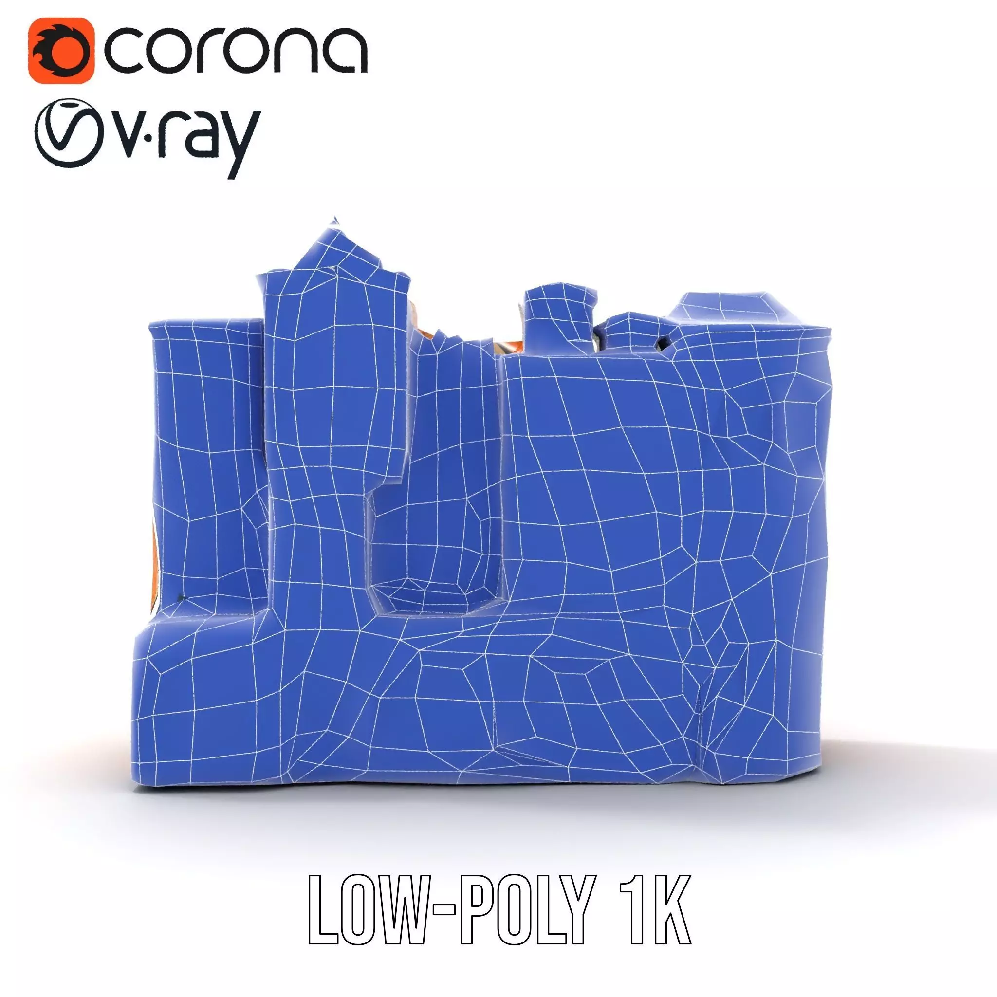 Vintage Townhouse Facade model pack Low-poly 3D model_17