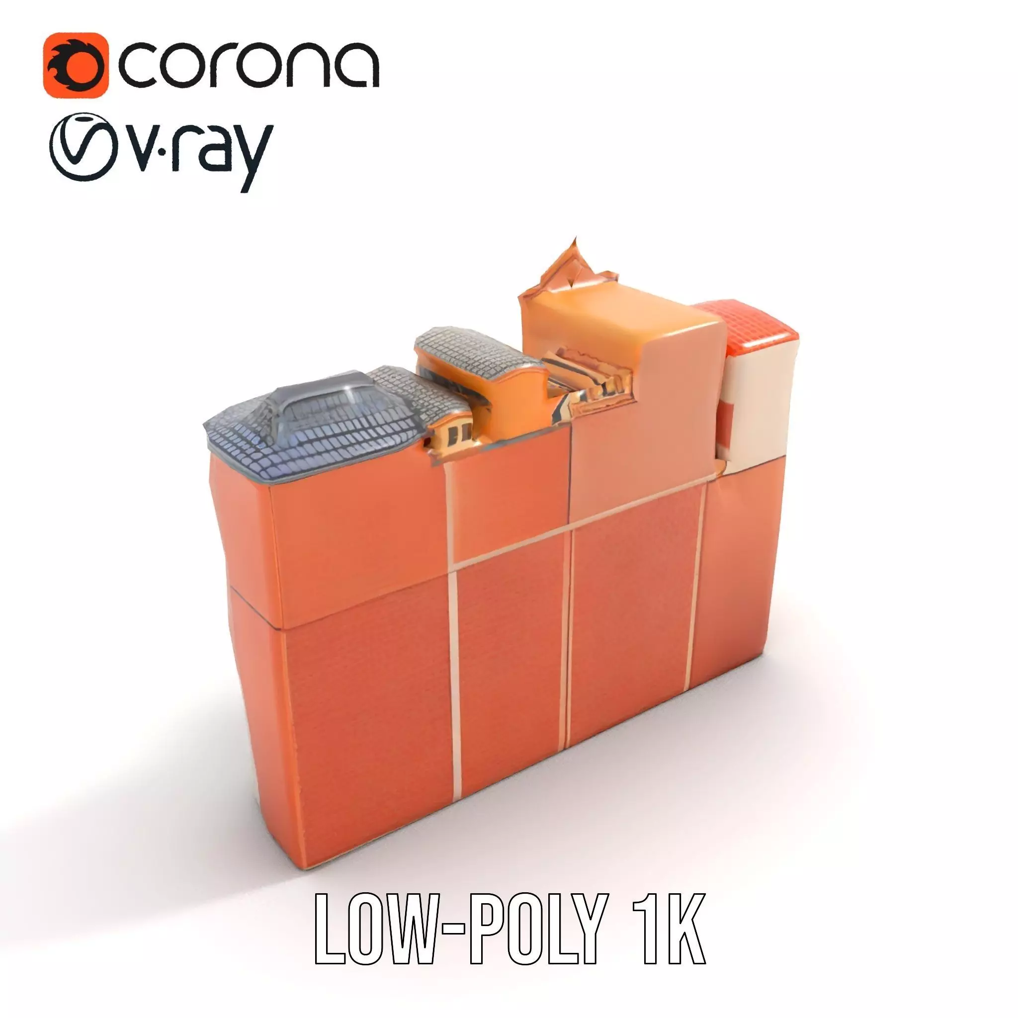 Vintage Townhouse Facade model pack Low-poly 3D model_28