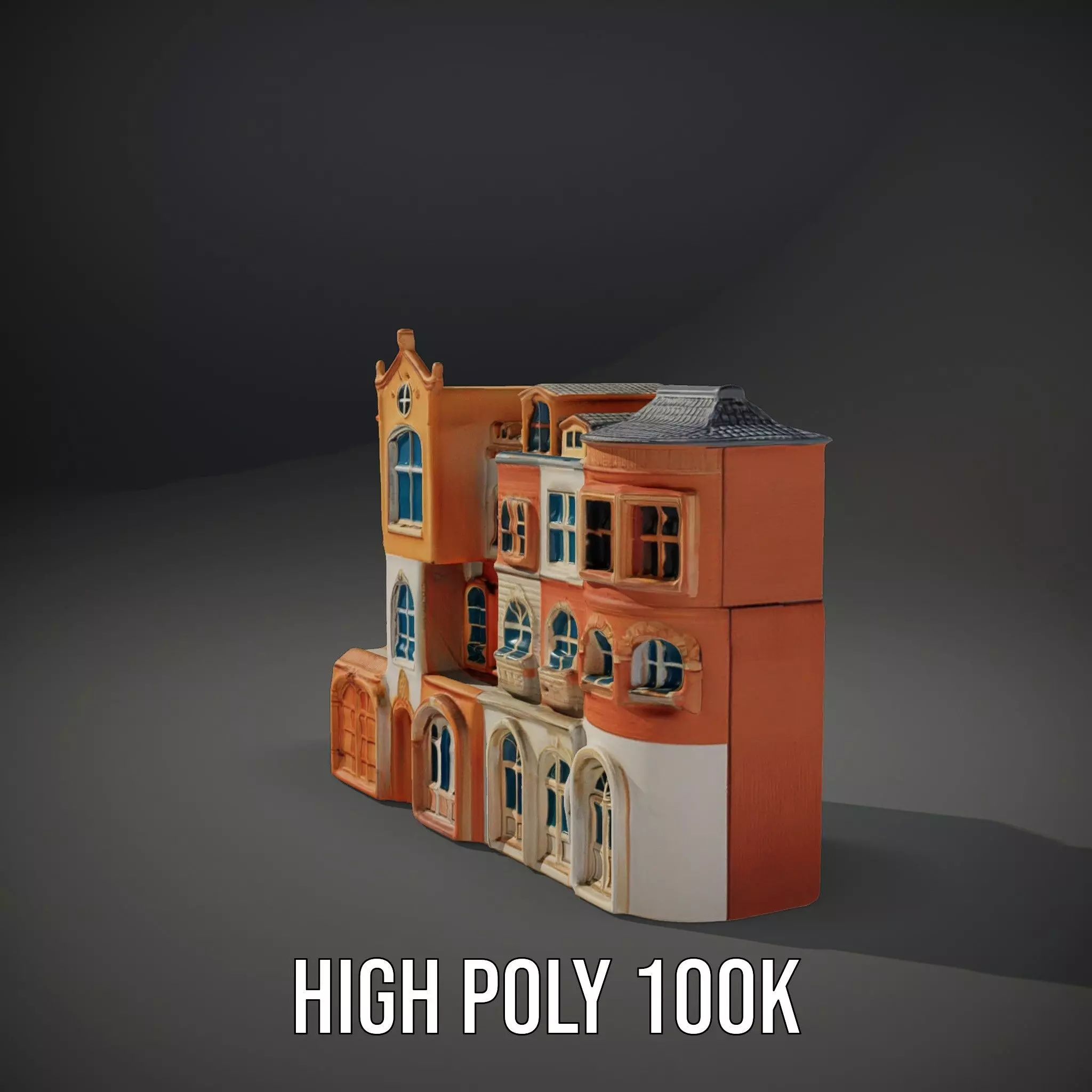 Vintage Townhouse Facade model pack Low-poly 3D model_11