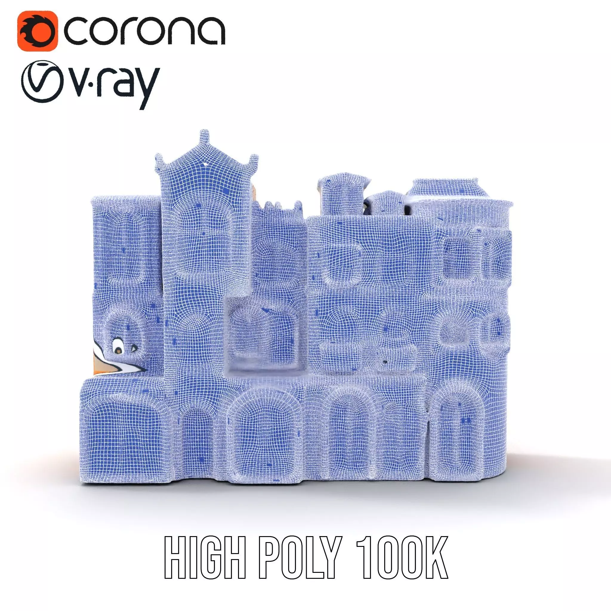 Vintage Townhouse Facade model pack Low-poly 3D model_29