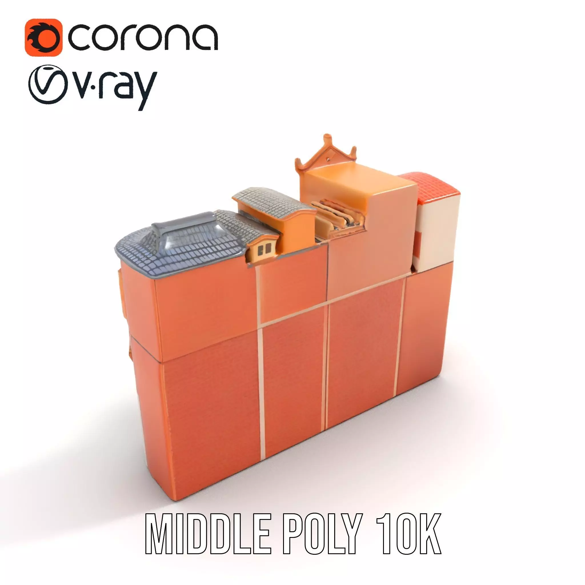 Vintage Townhouse Facade model pack Low-poly 3D model_24