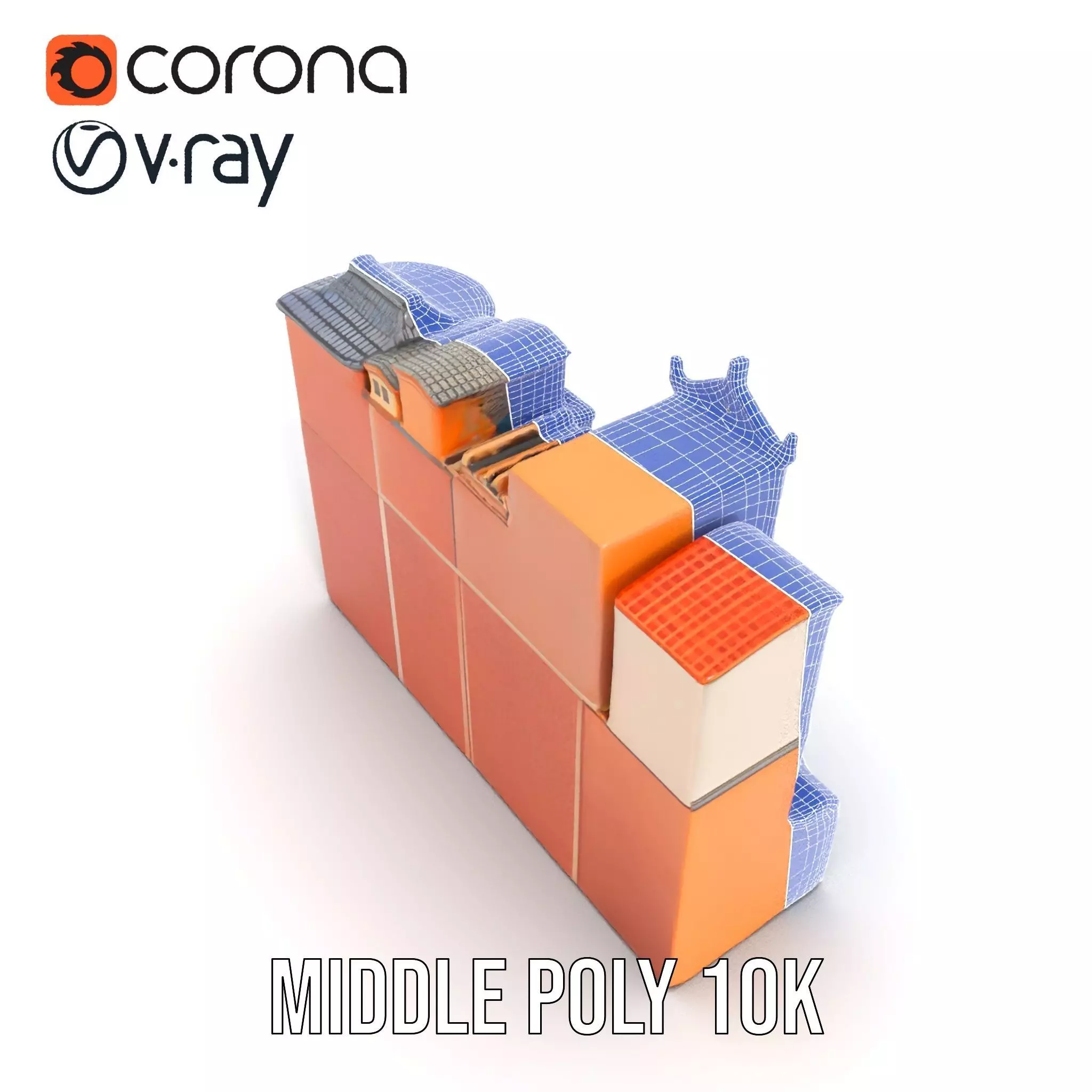 Vintage Townhouse Facade model pack Low-poly 3D model_30