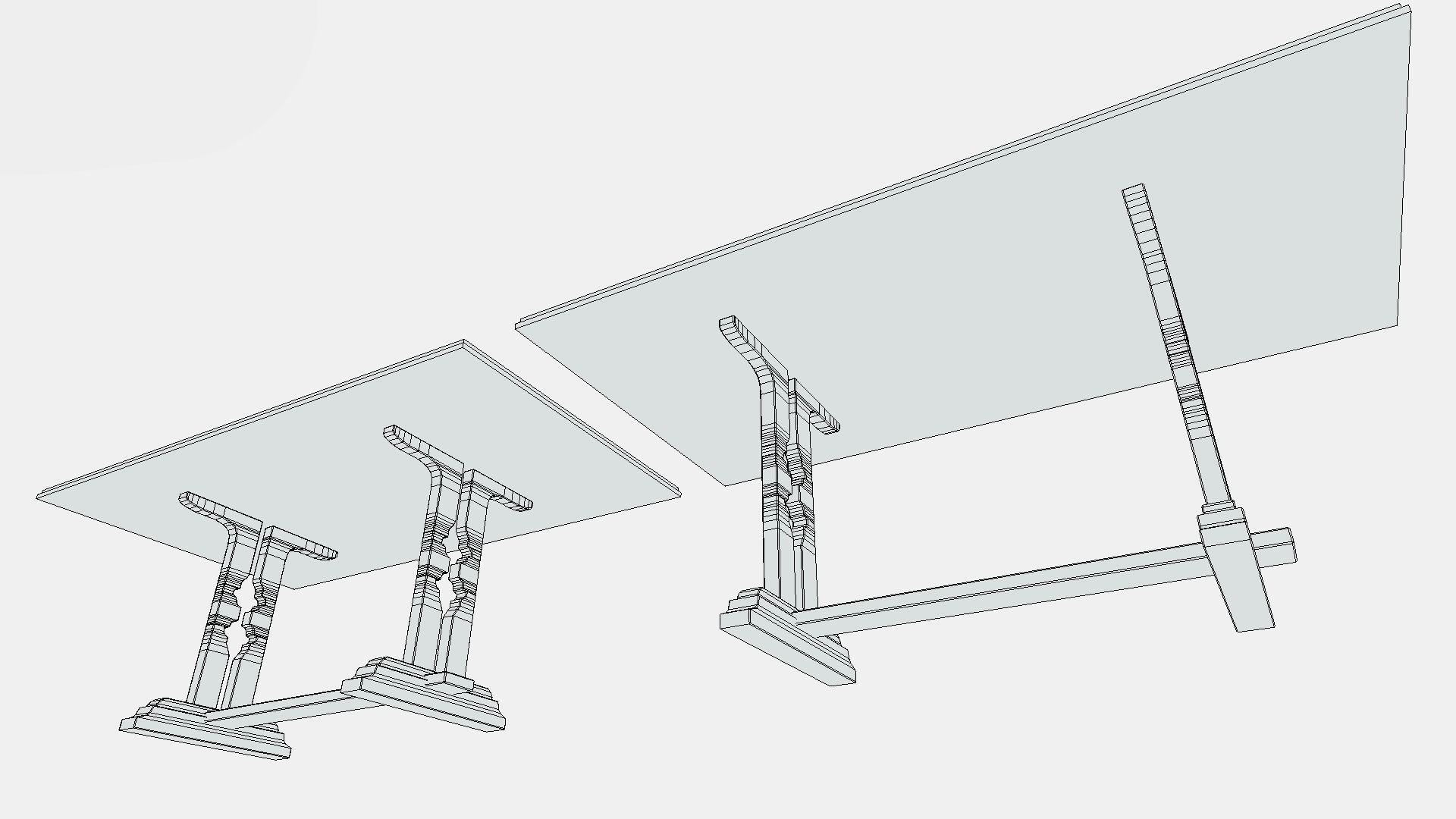 Old Wooden Ornate Table Low-poly 3D model_6