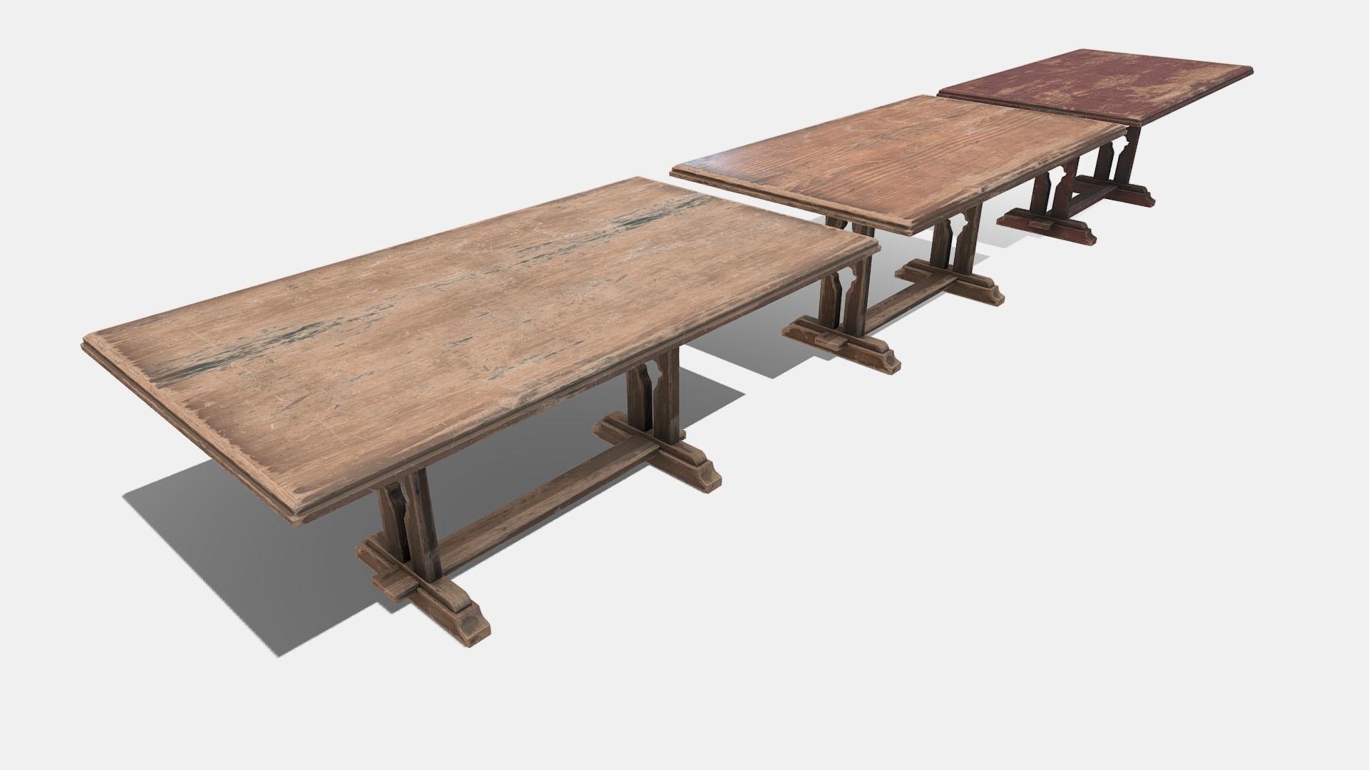 Old Wooden Ornate Table Low-poly 3D model_2