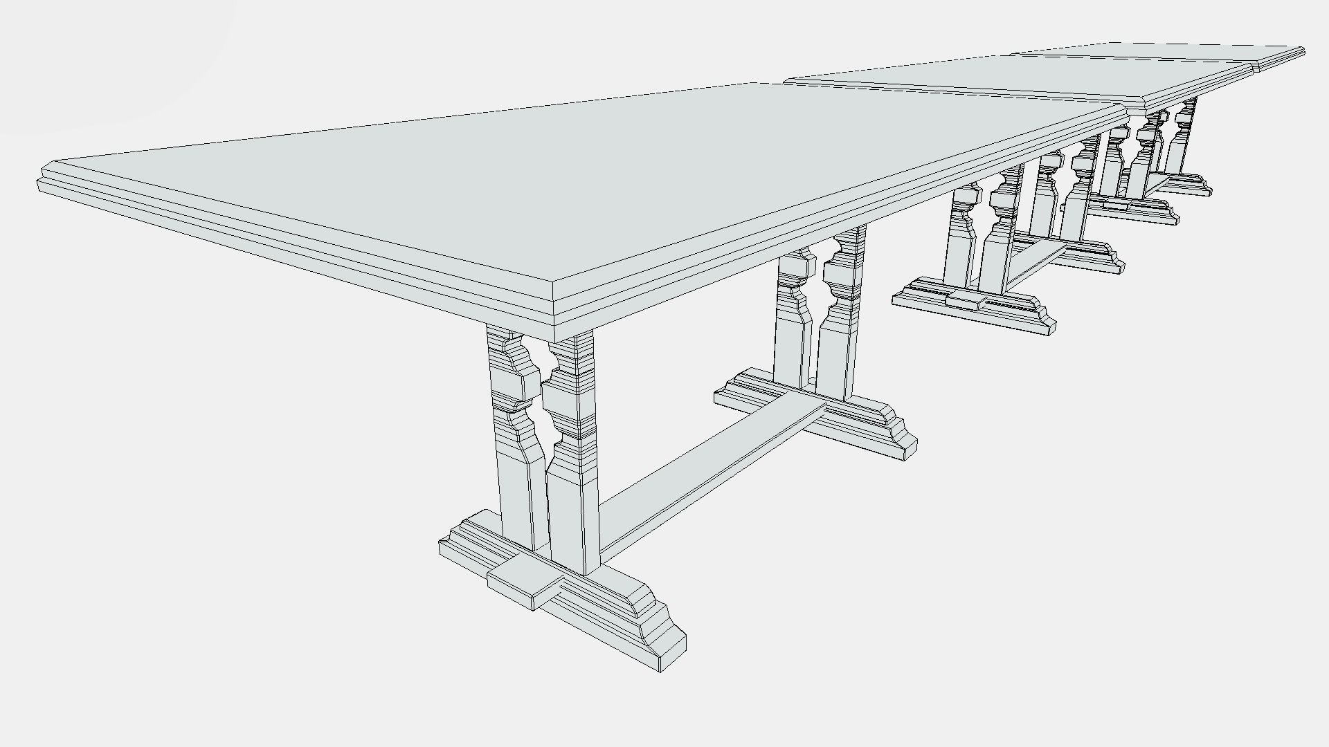 Old Wooden Ornate Table Low-poly 3D model_5