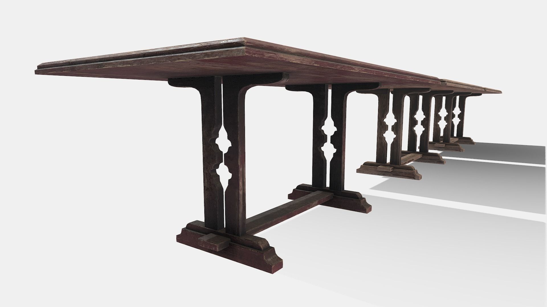 Old Wooden Ornate Table Low-poly 3D model_4