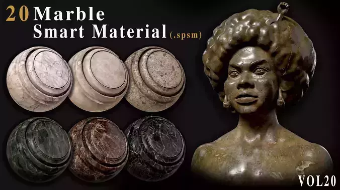 20 Marble Smart Materials for Substance Painter - Vol20 Texture