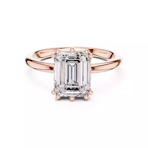 2CT Emerald Cut Hidden Halo Diamond Wedding Ring 3DM STL Video 3D print model