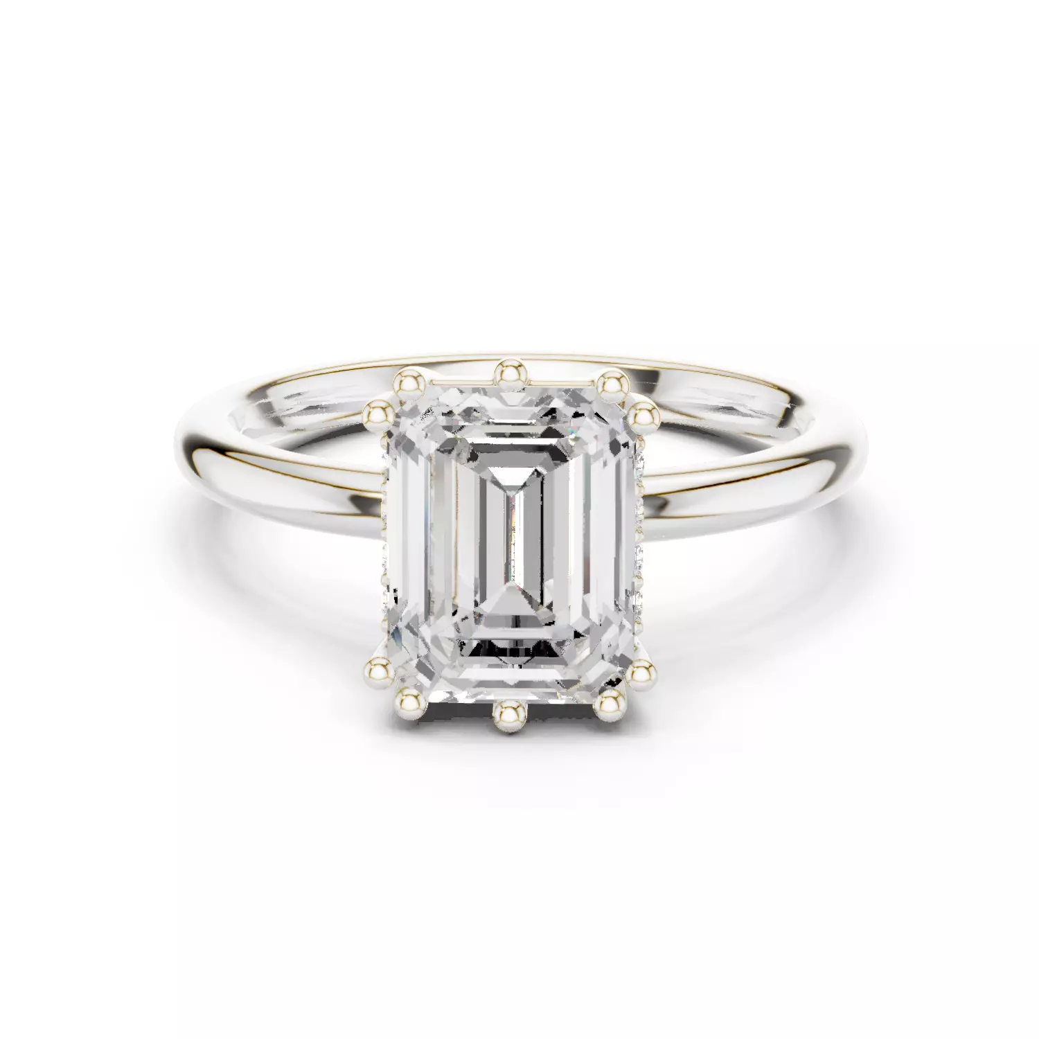 2CT Emerald Cut Hidden Halo Diamond Wedding Ring 3DM STL Video 3D print model_14