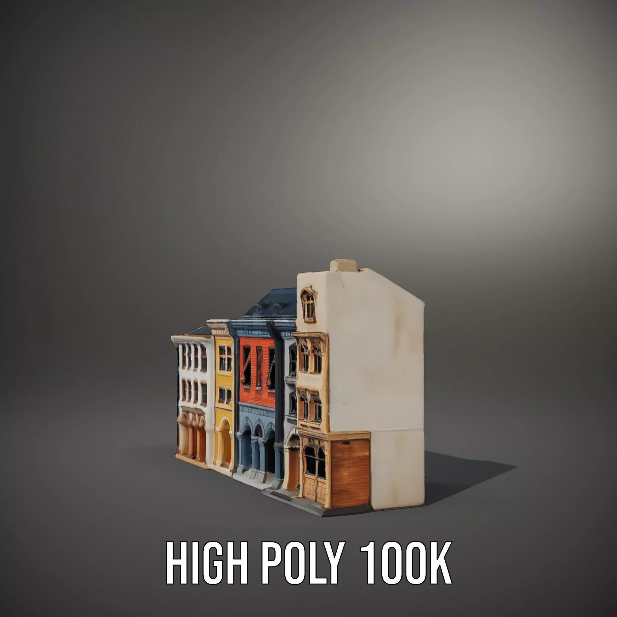 European Townhouse Facade model pack Low-poly 3D model_9