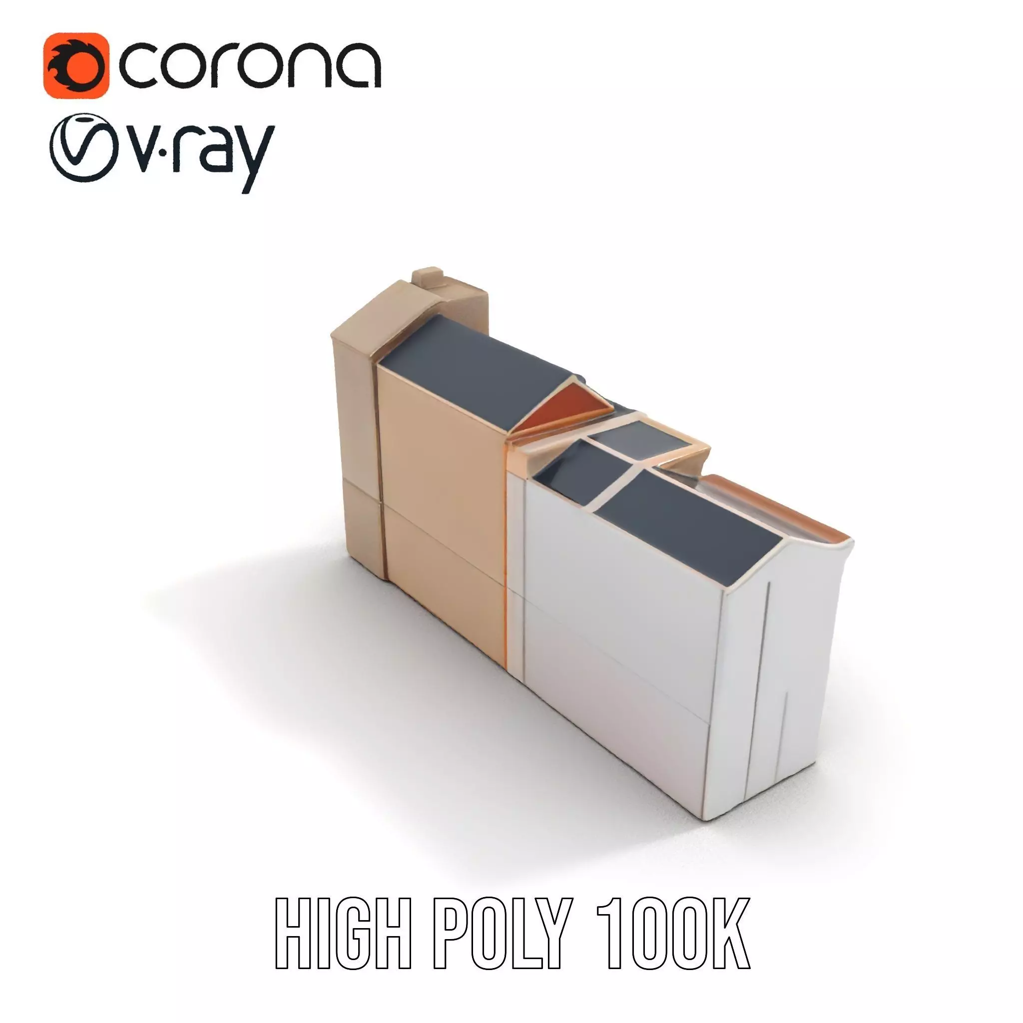 European Townhouse Facade model pack Low-poly 3D model_24